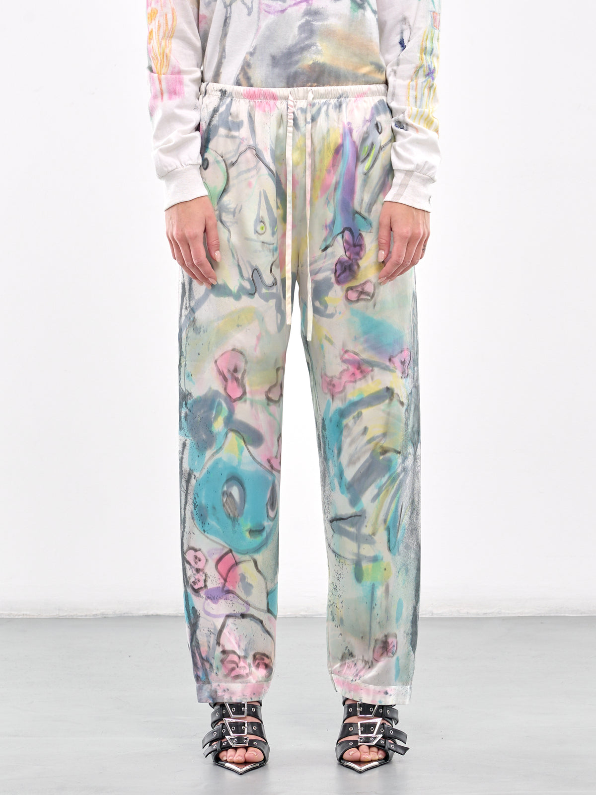 Hand Dyed & Illustrated Trousers (CB24HL09-BEIGE-PINK-MULTI)