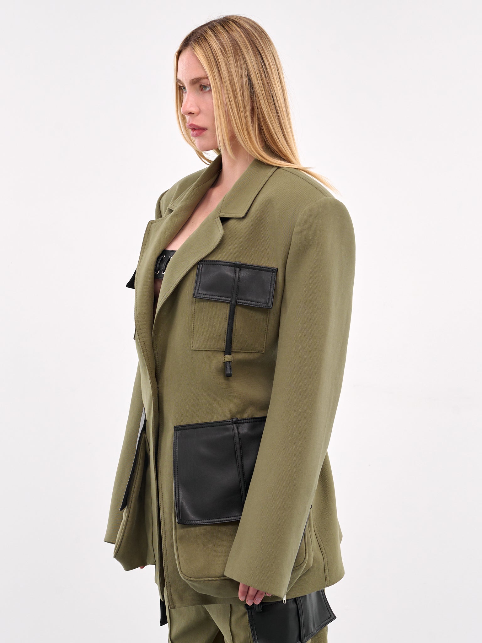 Oversized Cargo Blazer (CBL01BL-KHAKI-GREEN)