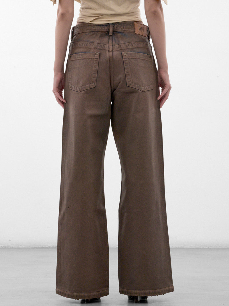Brown Coated Wide Jeans (CCJEA0WASB-WASHED-BROWN)