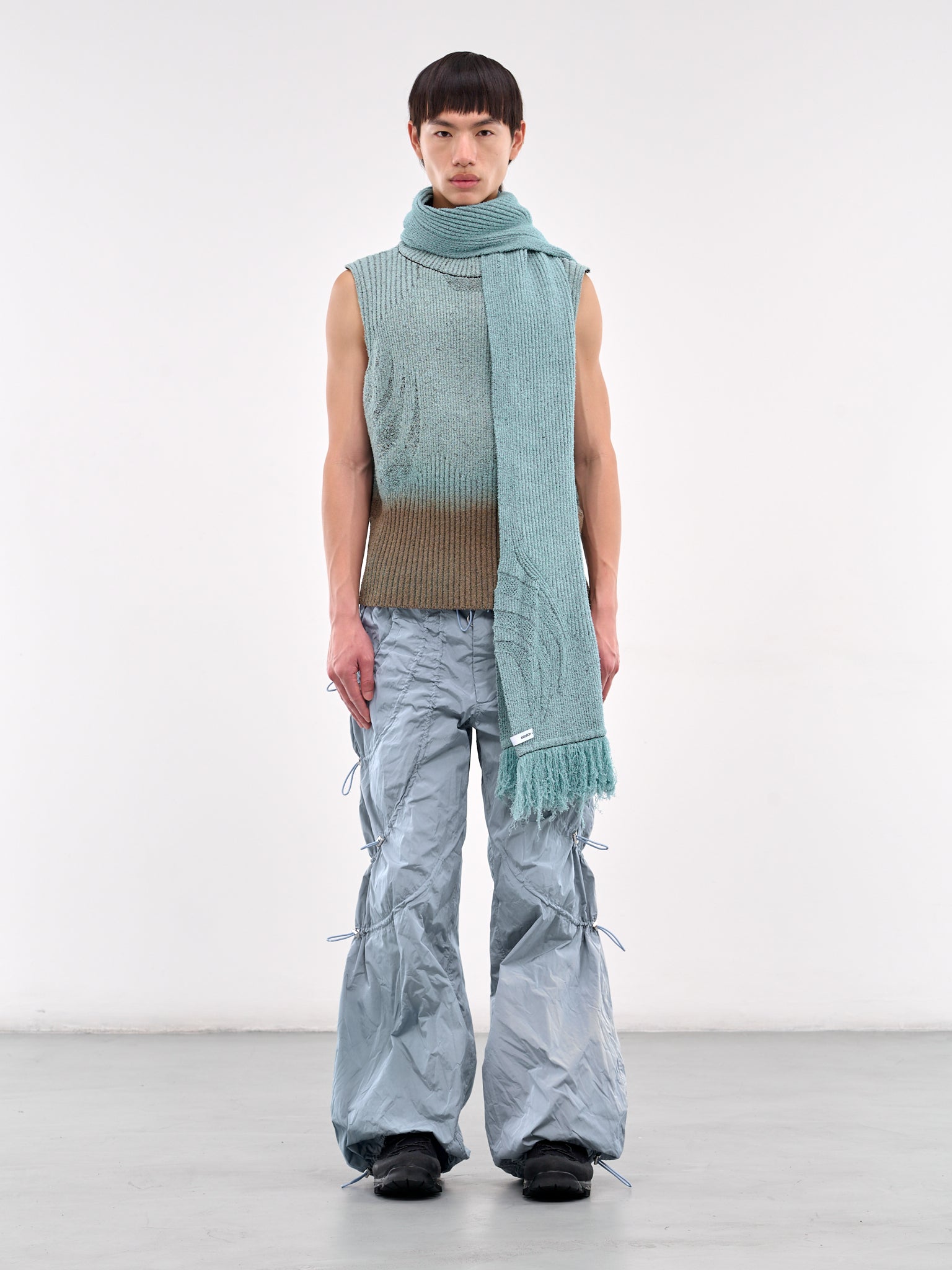 Scarf Collar Knit Sweater Vest (CCS4-TOP-KVSTCARF-GREEN-BROWN)