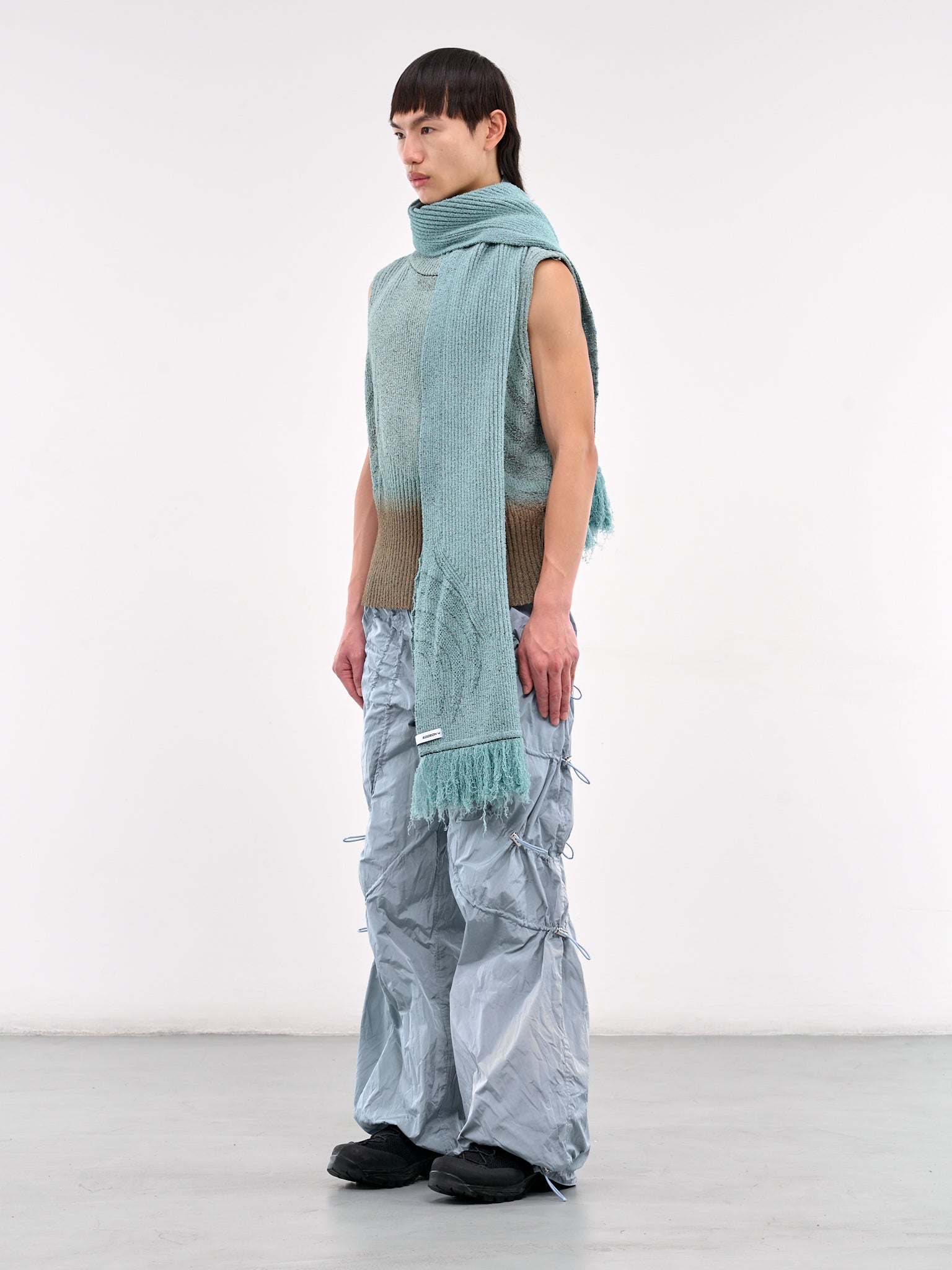 Scarf Collar Knit Sweater Vest (CCS4-TOP-KVSTCARF-GREEN-BROWN)