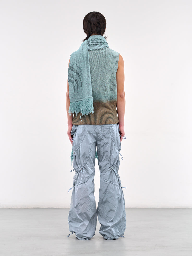 Scarf Collar Knit Sweater Vest (CCS4-TOP-KVSTCARF-GREEN-BROWN)