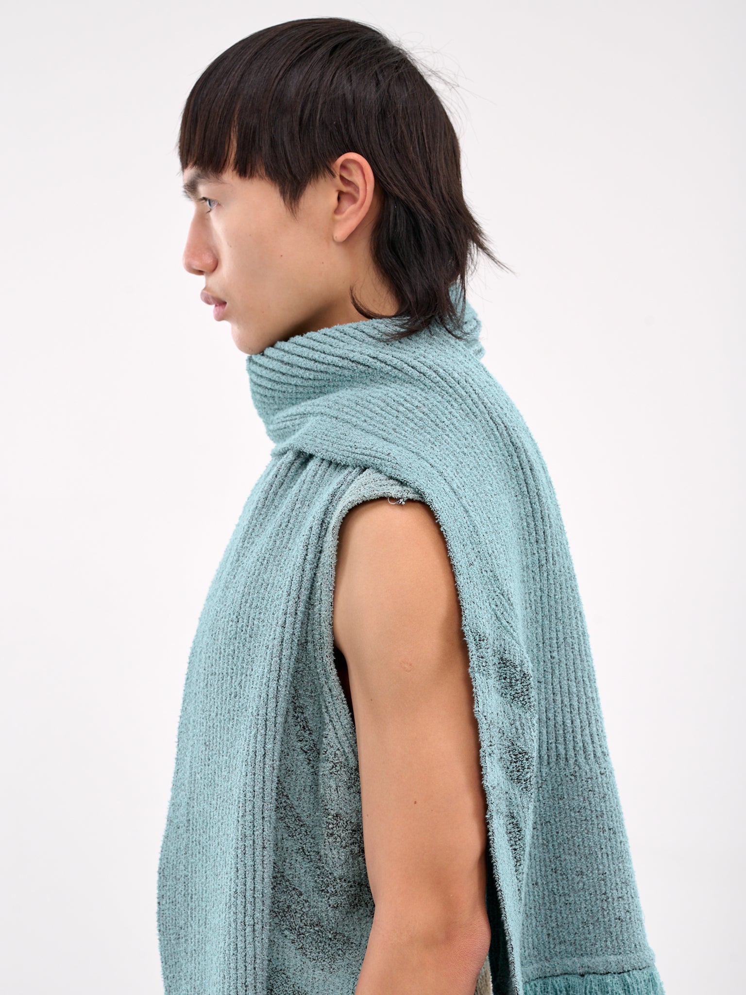 Scarf Collar Knit Sweater Vest (CCS4-TOP-KVSTCARF-GREEN-BROWN)