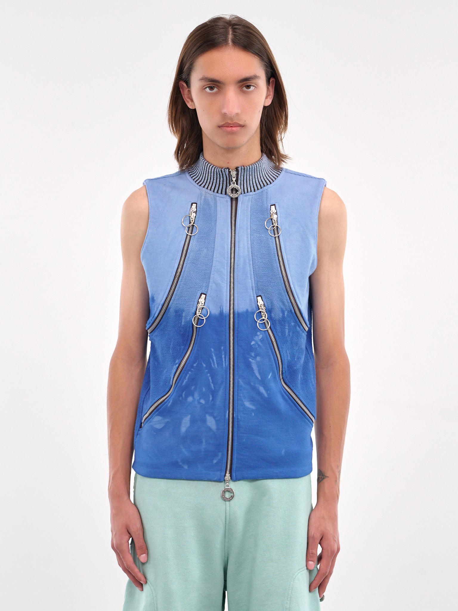 Multi-Zip Hooded Vest (CCS4-TOP-MULTIPOCJ-BLUE)