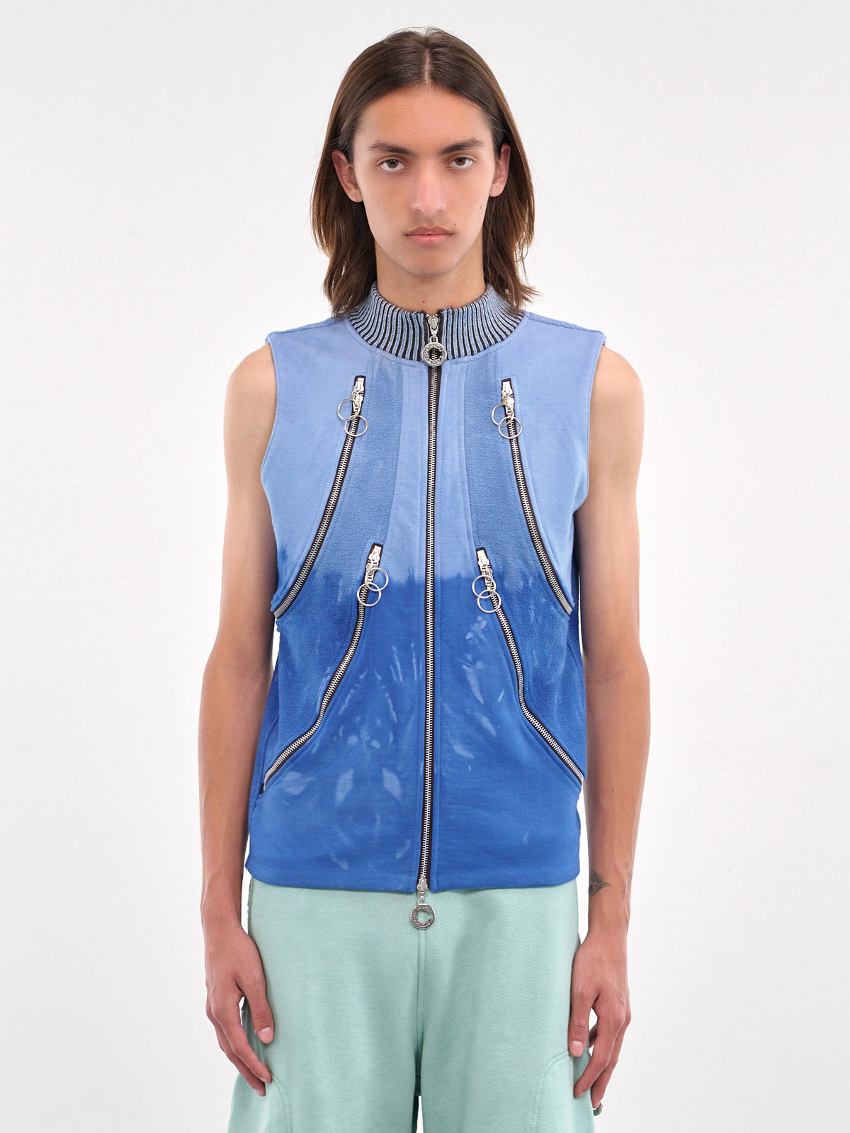 Multi-Zip Hooded Vest (CCS4-TOP-MULTIPOCJ-BLUE)