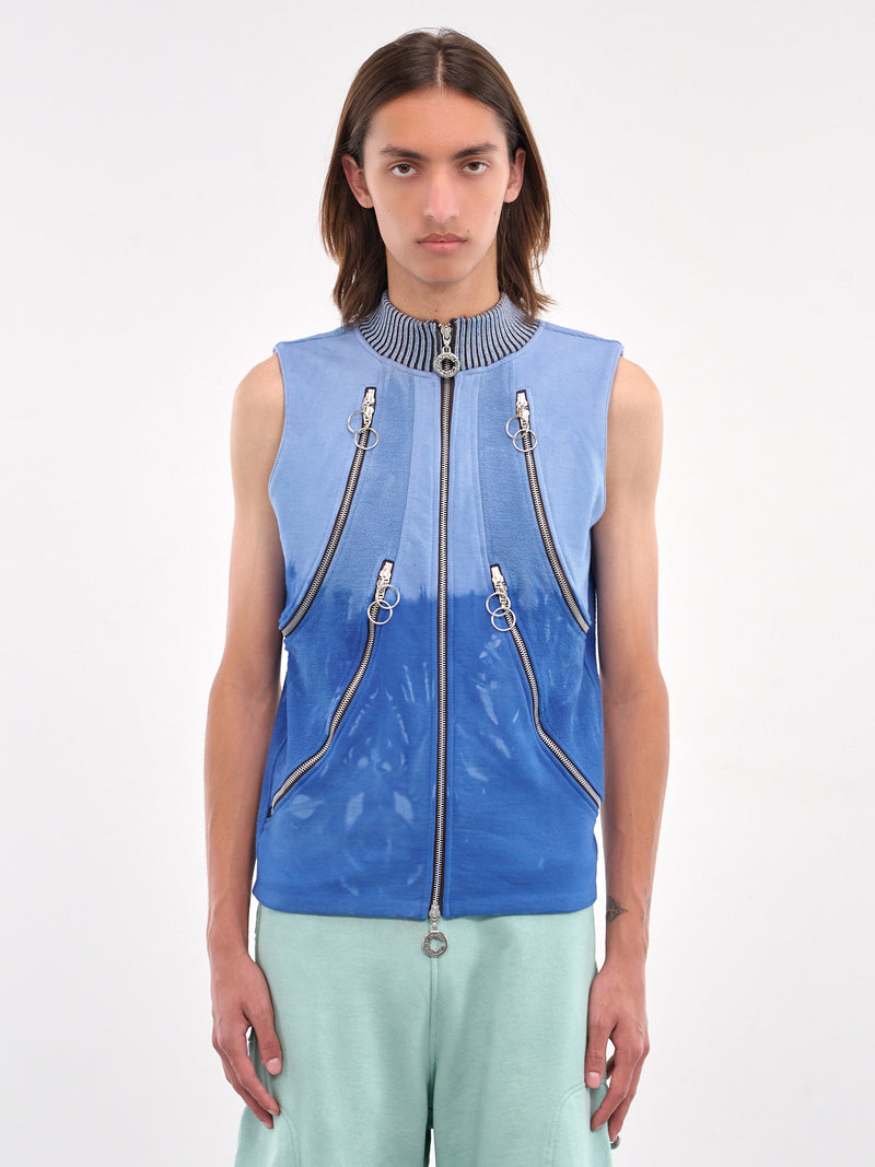 Multi-Zip Hooded Vest (CCS4-TOP-MULTIPOCJ-BLUE)