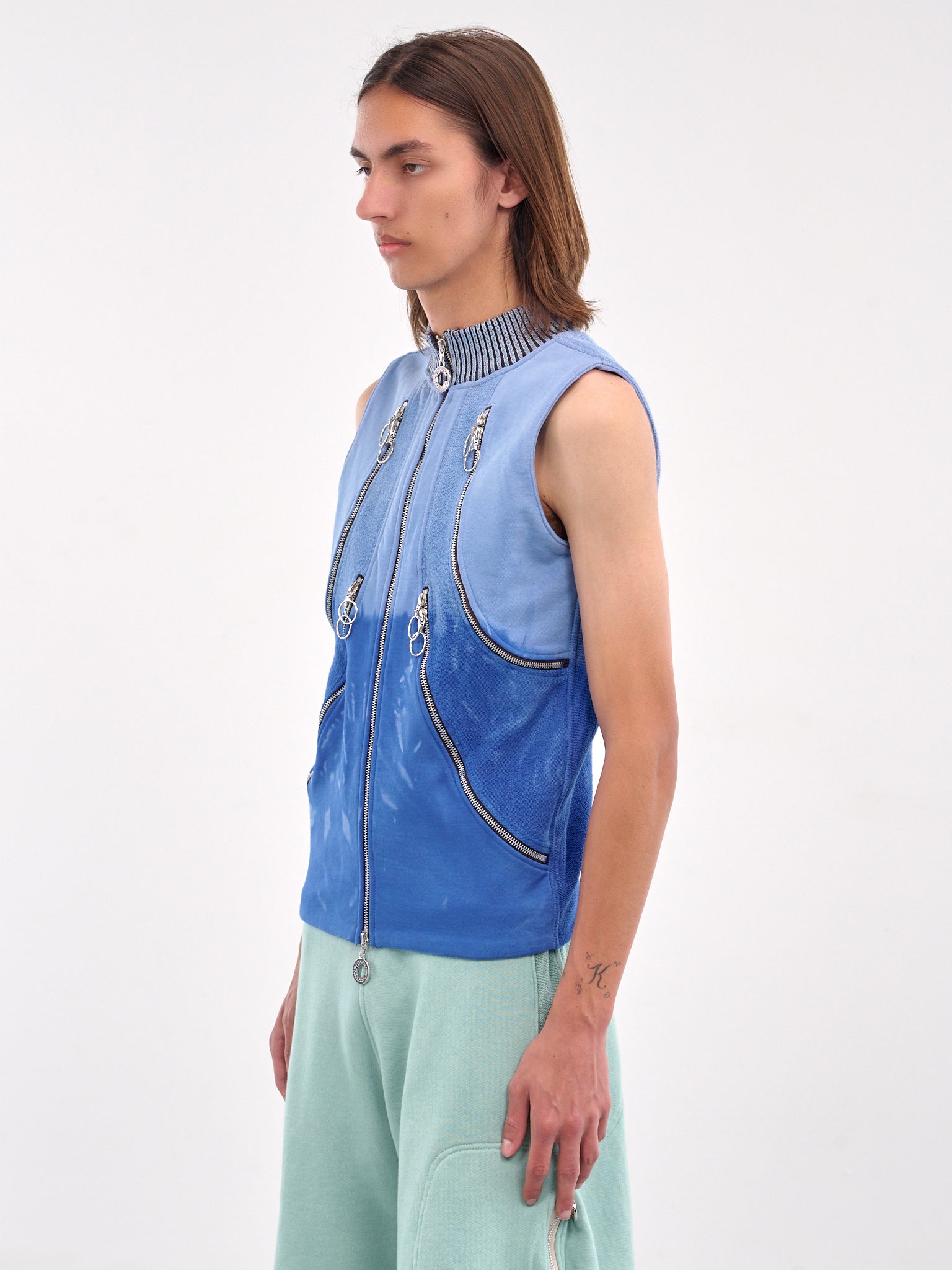 Multi-Zip Hooded Vest (CCS4-TOP-MULTIPOCJ-BLUE)