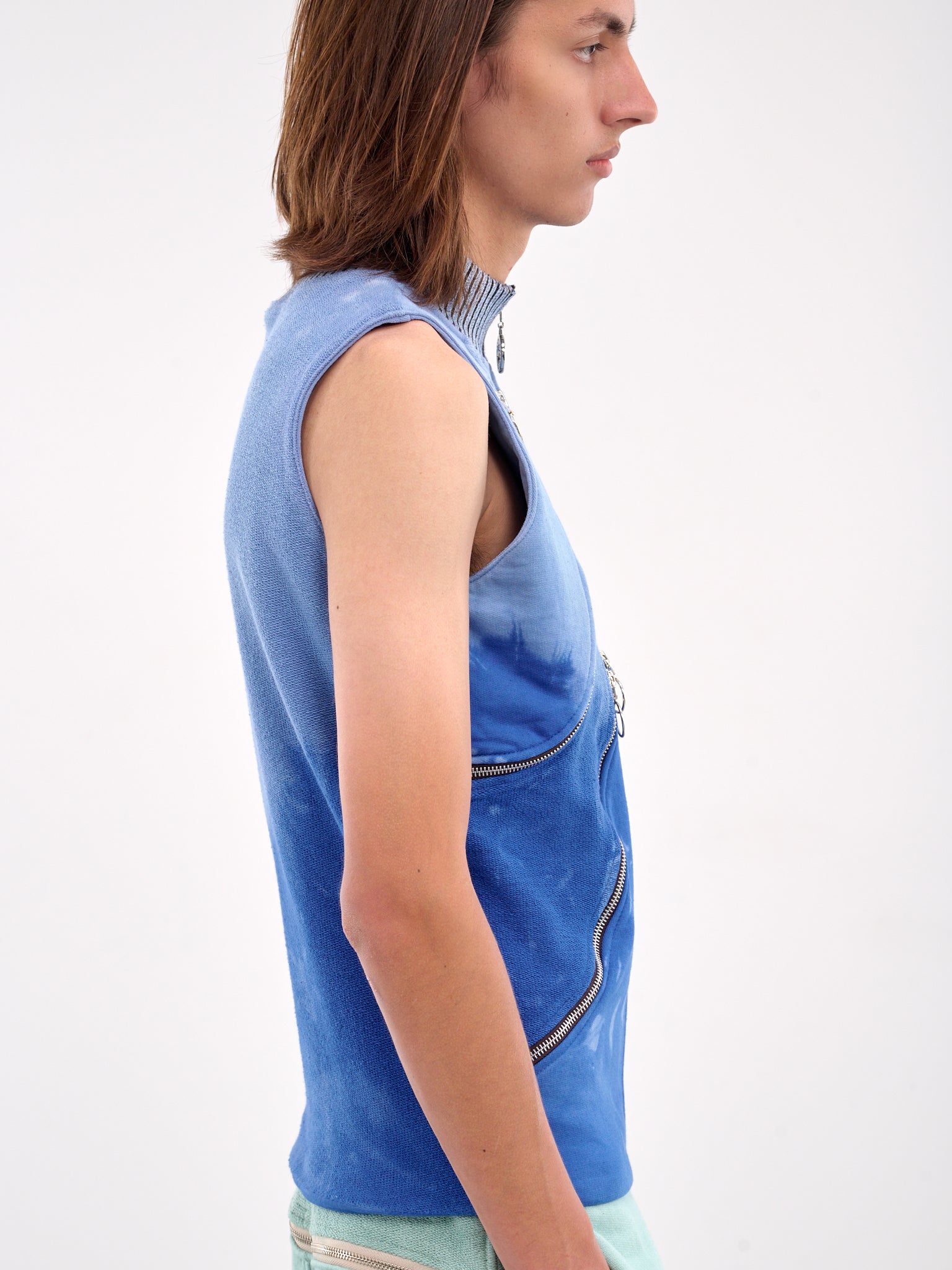 Multi-Zip Hooded Vest (CCS4-TOP-MULTIPOCJ-BLUE)