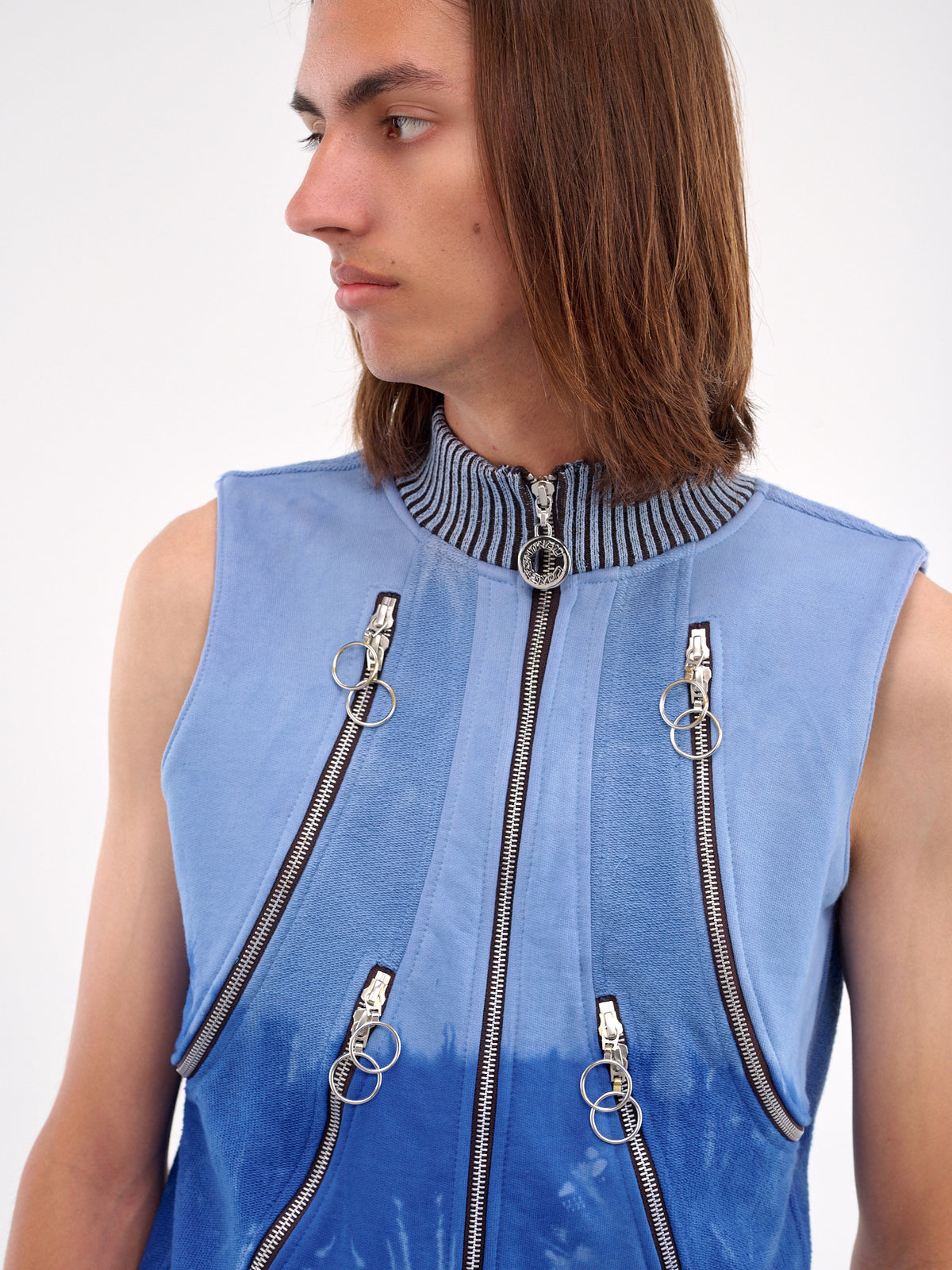 Multi-Zip Hooded Vest (CCS4-TOP-MULTIPOCJ-BLUE)