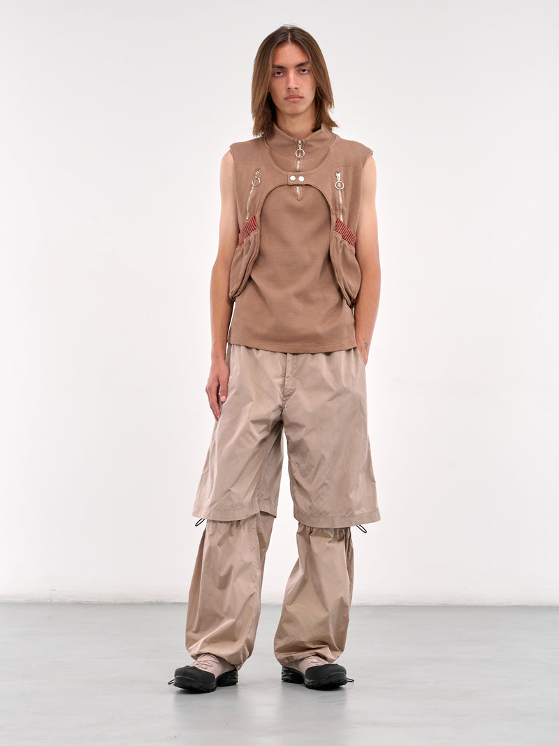 Layered Drawstring Trousers (CCS4-TRS-LYRKNEE-LIGHT-BROWN)