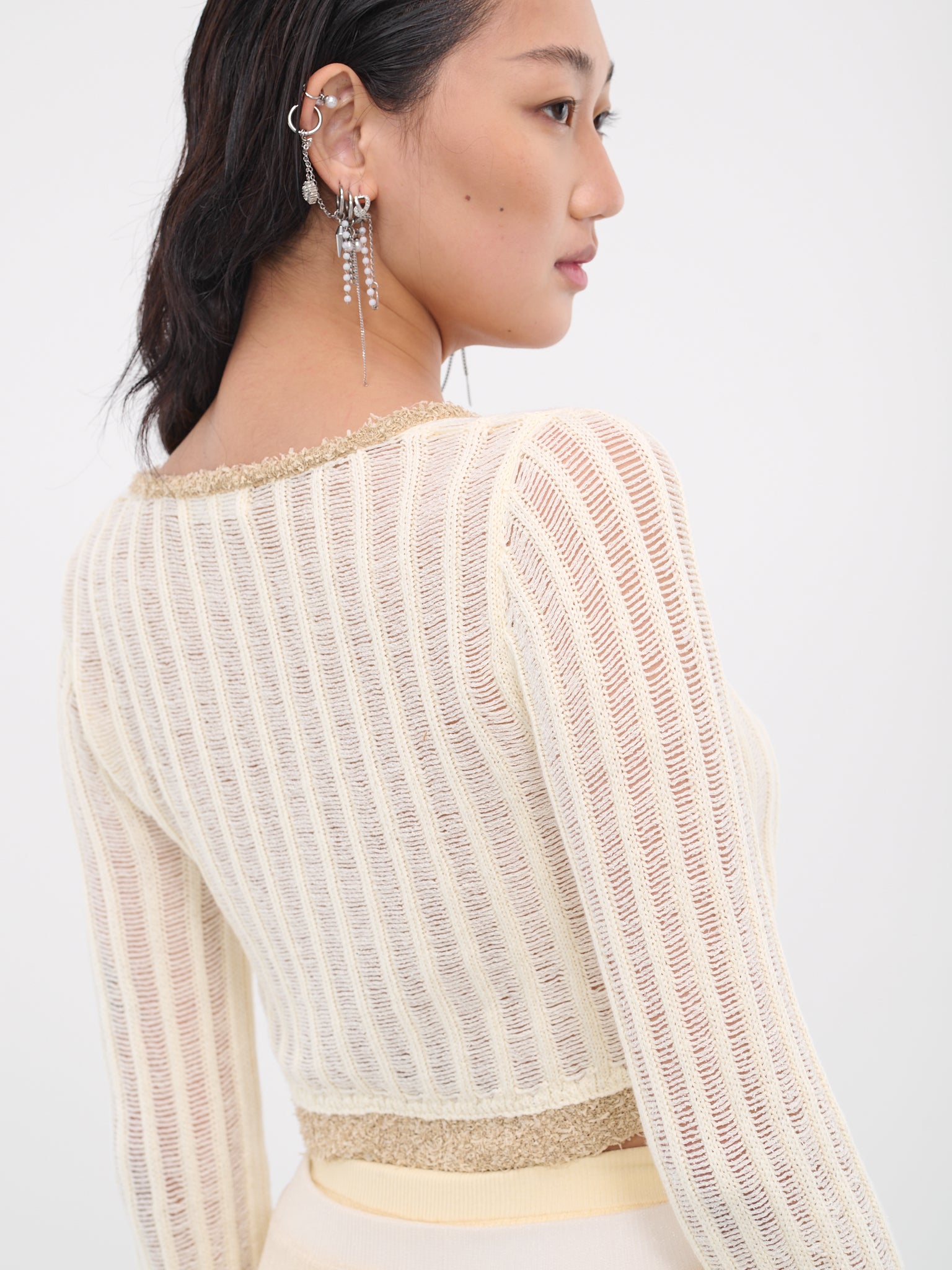 Open Knit Cardigan (CD005WHT-BONE)