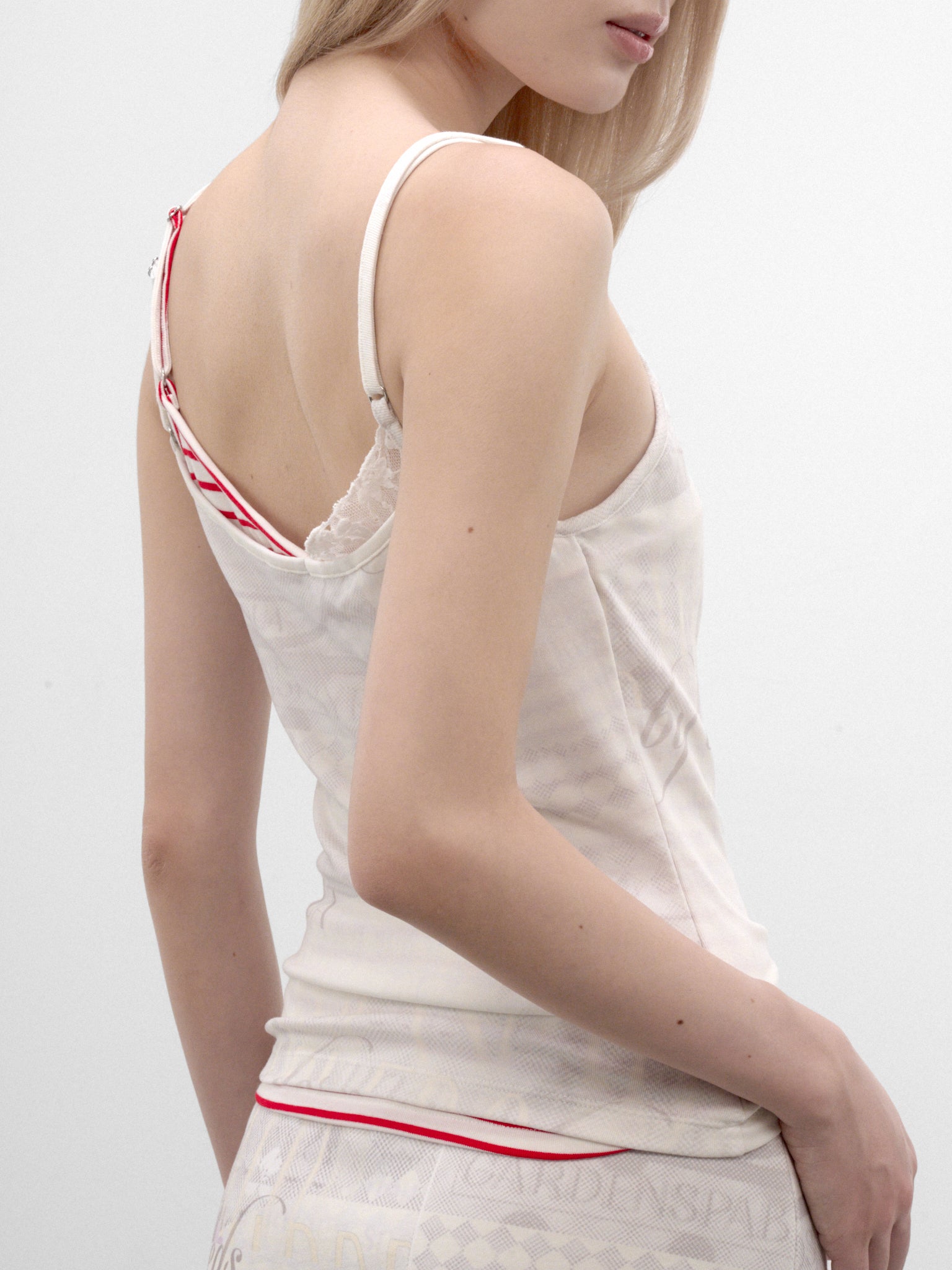 Layered Stripe & Lace Paneled Camisole (CDDA32528-MOONLIGHT-WHITE)
