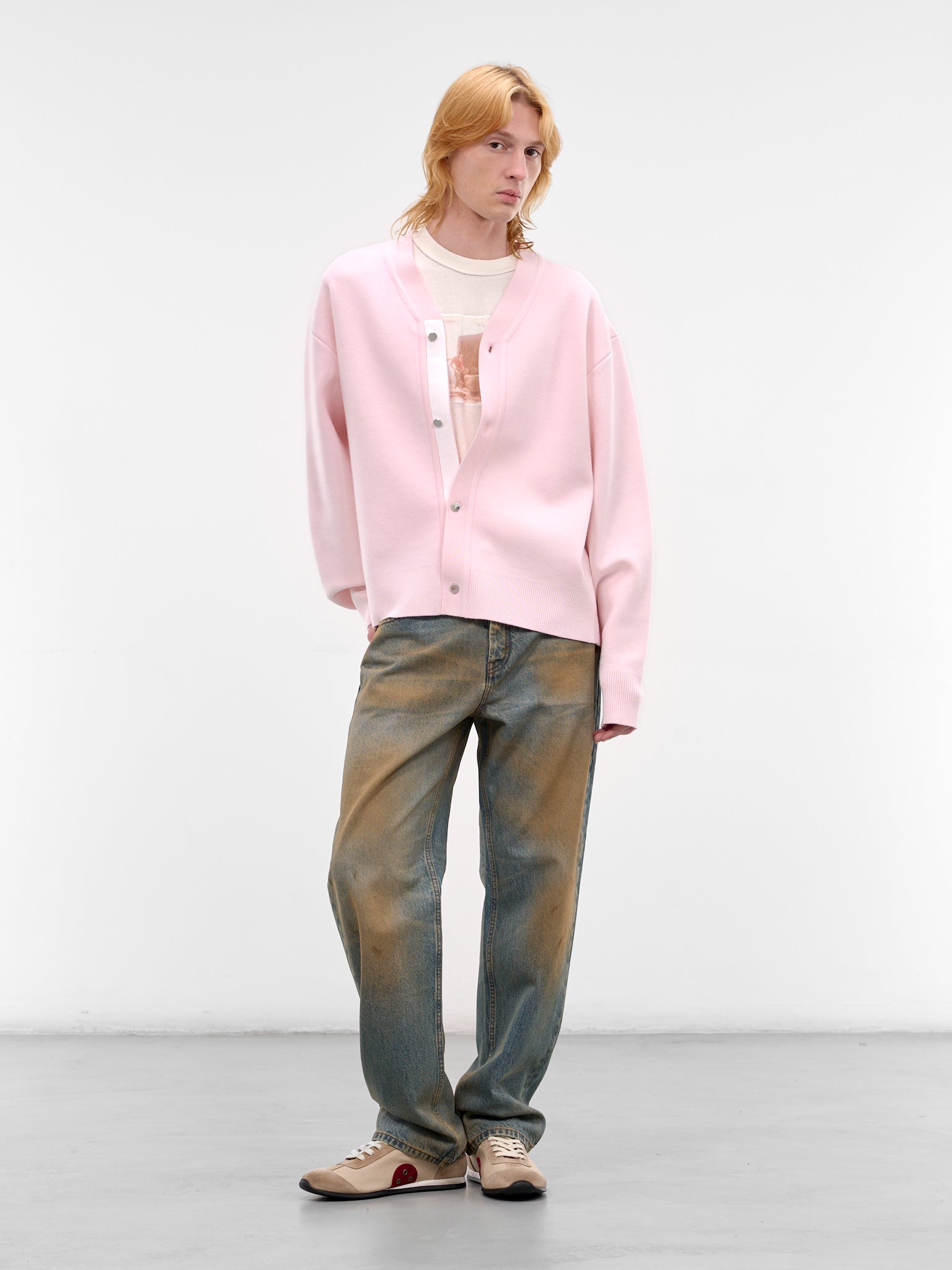 Pink Wool Knit Rounded Cardigan (CDM00292CK00185-LIGHT-PINK)
