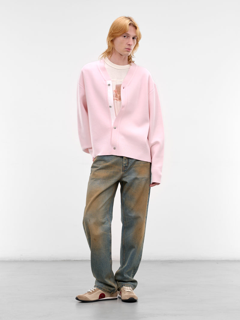 Pink Wool Knit Rounded Cardigan (CDM00292CK00185-LIGHT-PINK)