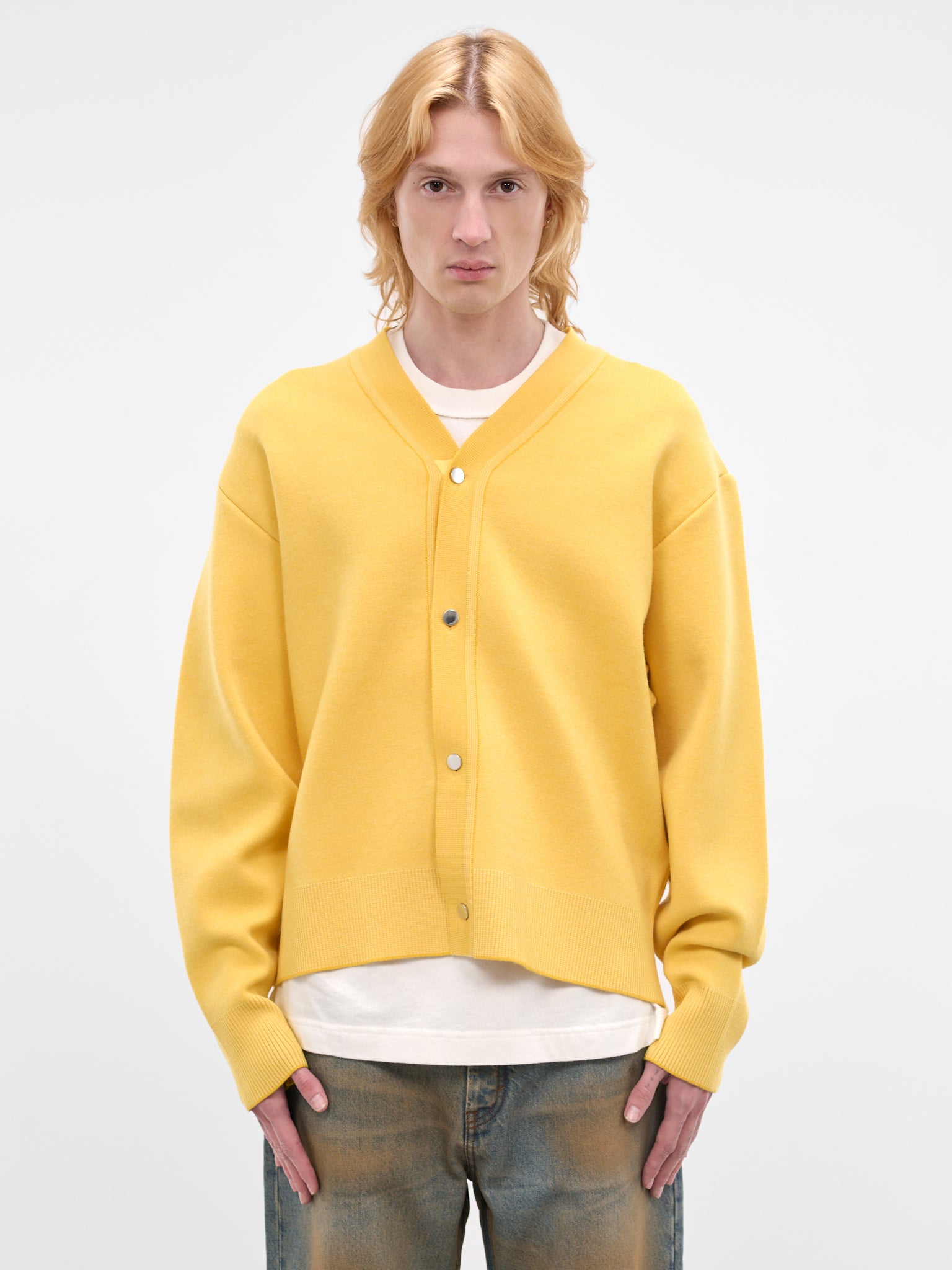 Yellow Wool Knit Rounded Cardigan (CDM00292CK00185-YELLOW)