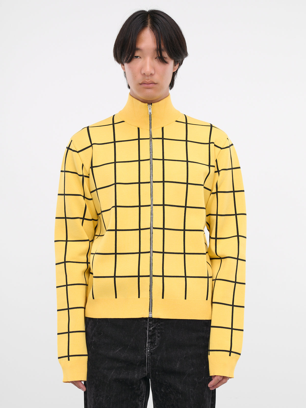 Checked Cardigan (CDMG0117Q0-UFV111-YELLOW-MAIZE)