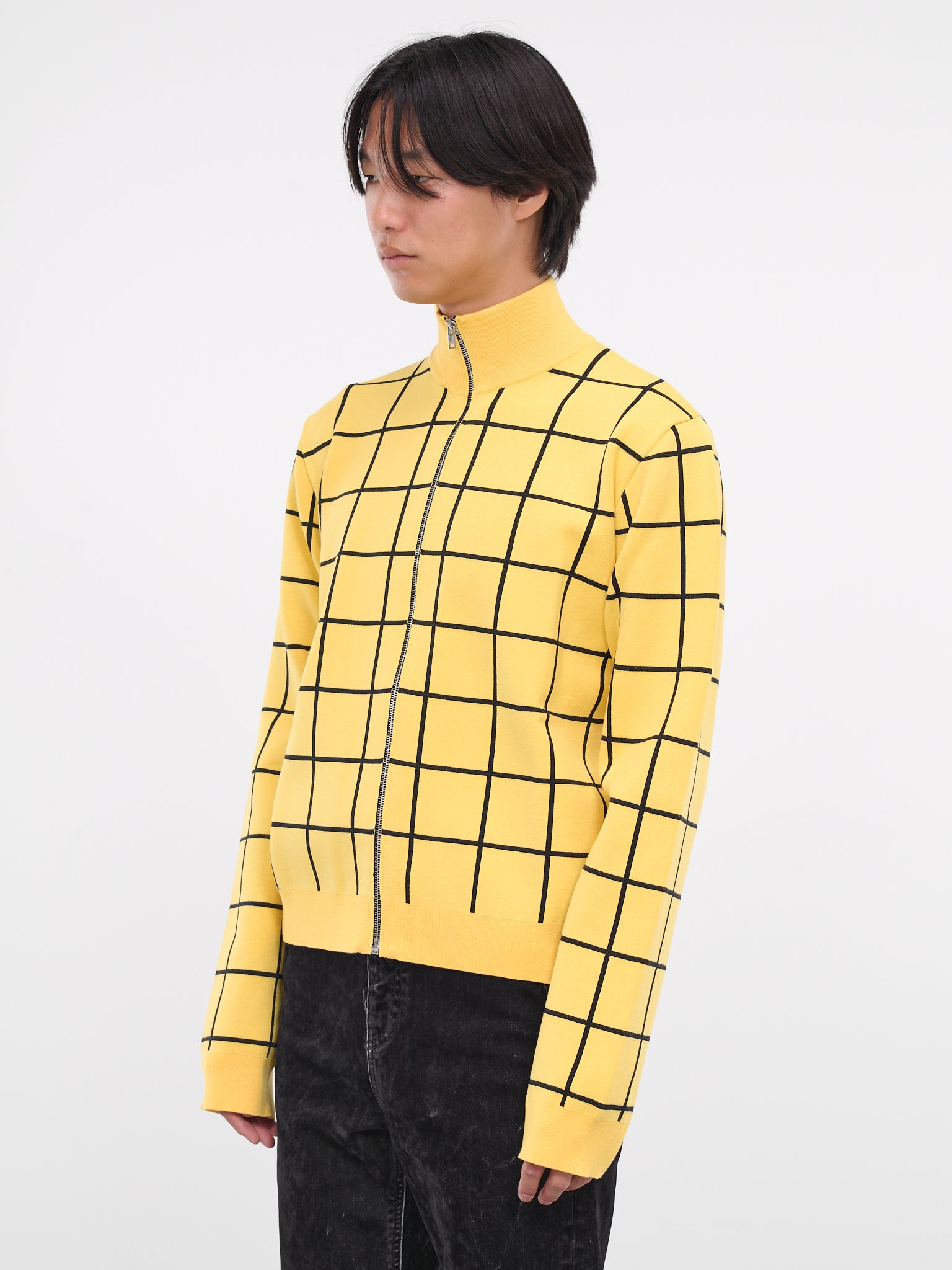 Checked Cardigan (CDMG0117Q0-UFV111-YELLOW-MAIZE)