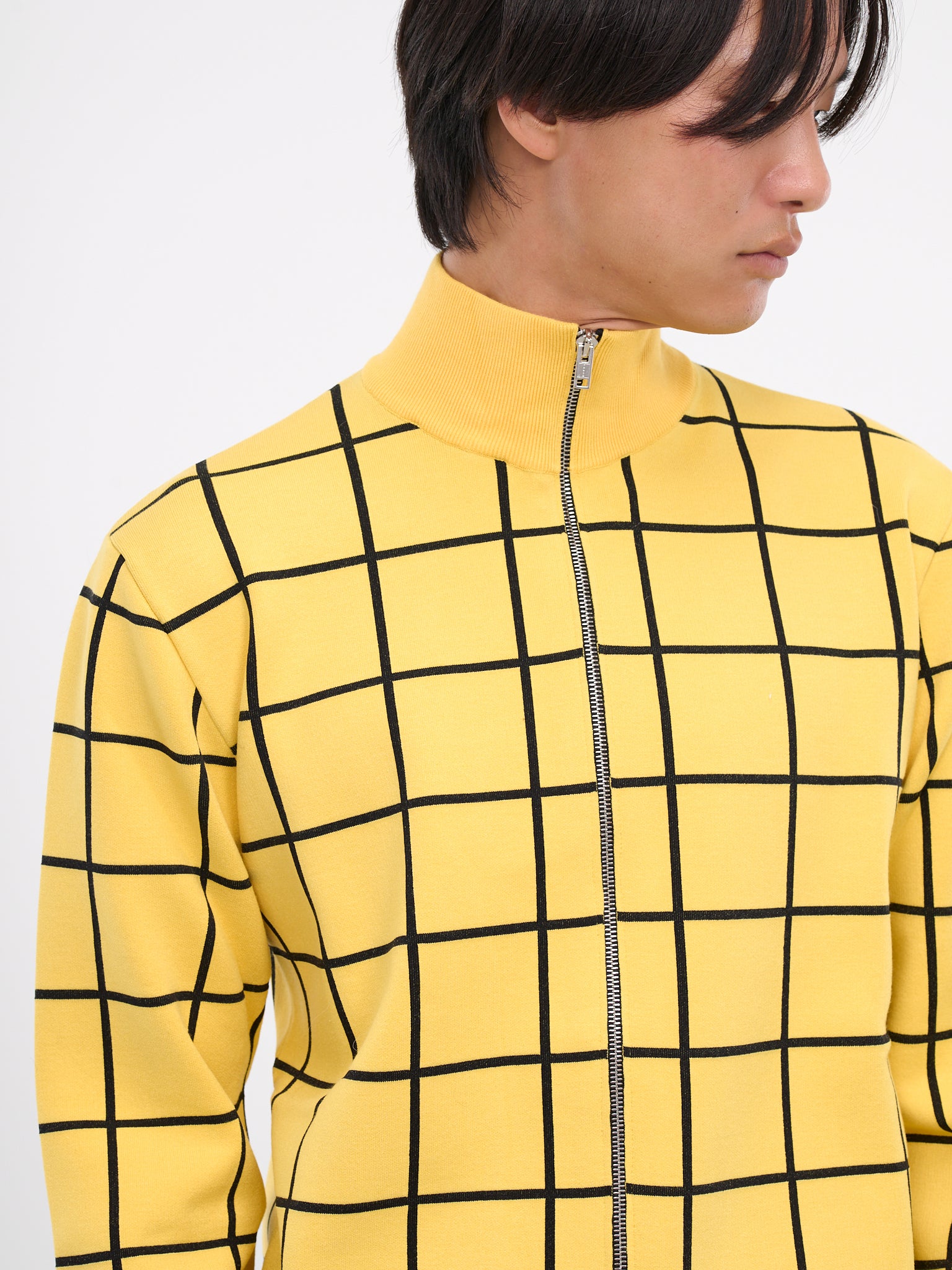 Checked Cardigan (CDMG0117Q0-UFV111-YELLOW-MAIZE)