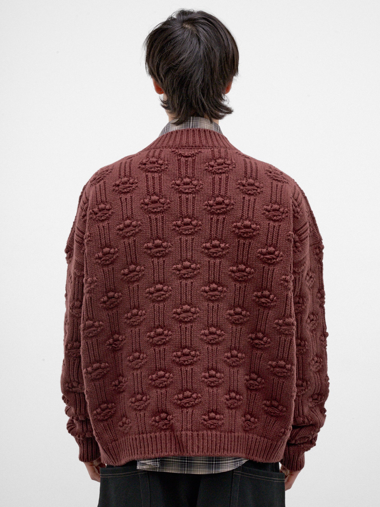 Burgundy Wool-Silk Knit Cardigan (CDMG0200A0-UFZ419-DARK-BURGUND)