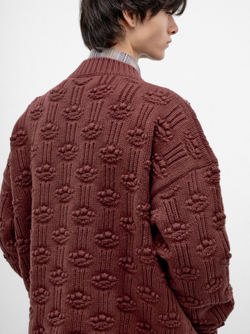 Burgundy Wool-Silk Knit Cardigan (CDMG0200A0-UFZ419-DARK-BURGUND)
