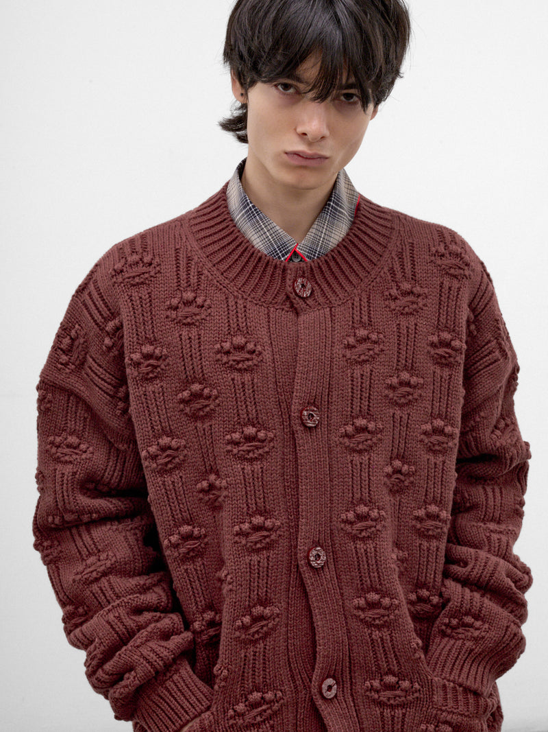 Burgundy Wool-Silk Knit Cardigan (CDMG0200A0-UFZ419-DARK-BURGUND)