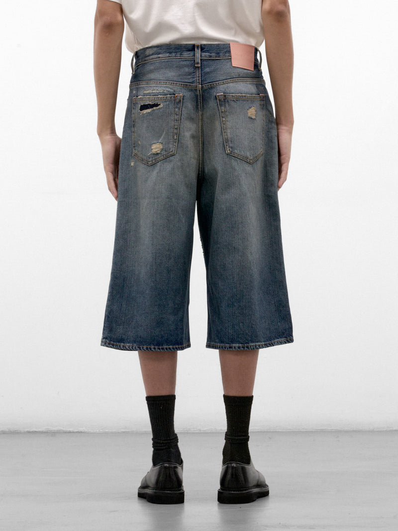 Blue Distressed Denim Shorts (CE0085-863014-MID-BLUE)