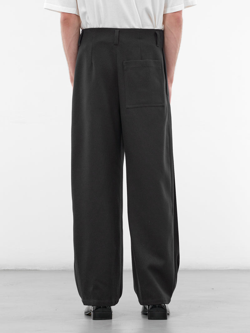 Navy Cavalry Twill Pleated Trousers (H526Y04WJ4-DARK-NAVY-BLUE)