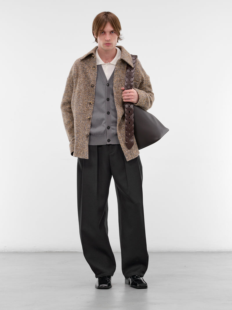 Navy Cavalry Twill Pleated Trousers (H526Y04WJ4-DARK-NAVY-BLUE)