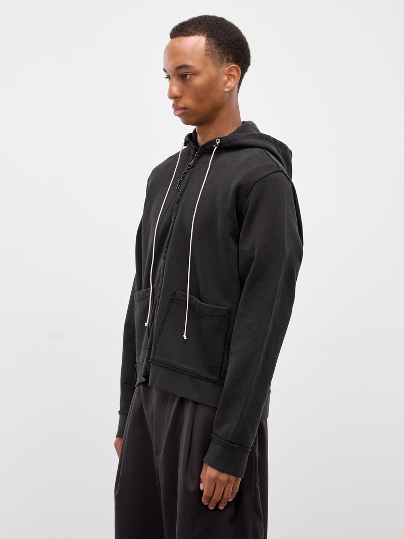 Black Oversized Deconstructed Zip Hoodie (CF-20-02-01-01-BLACK)