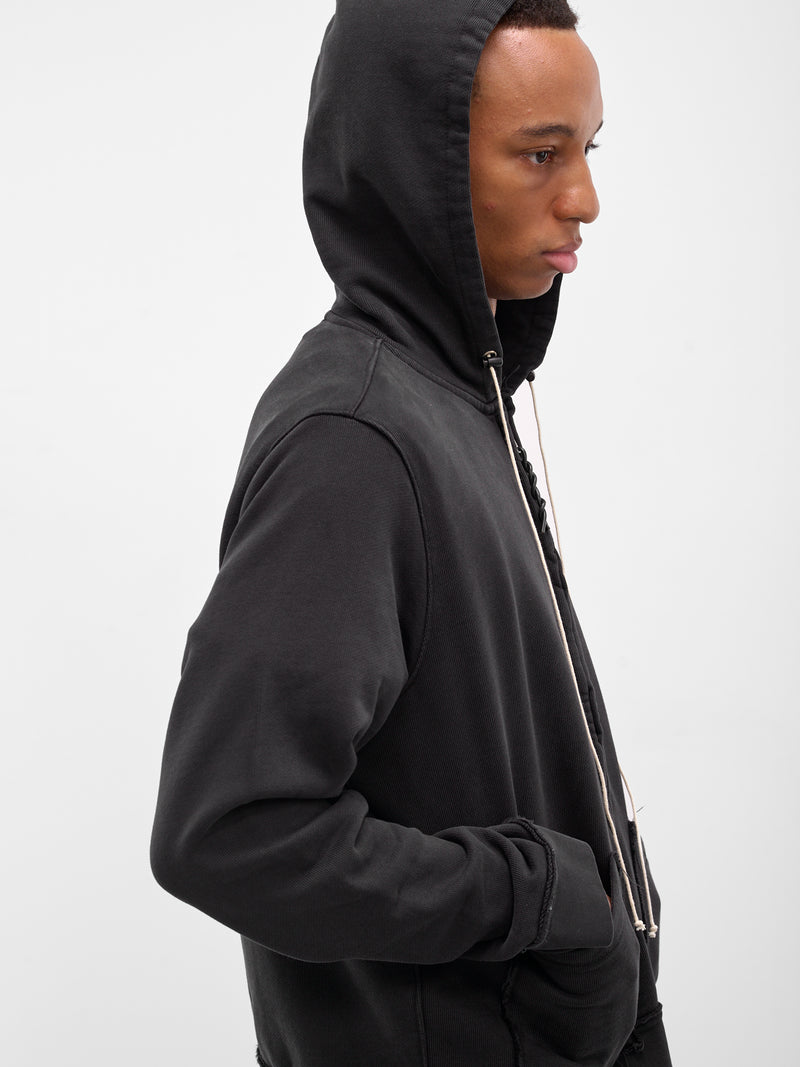 Black Oversized Deconstructed Zip Hoodie (CF-20-02-01-01-BLACK)