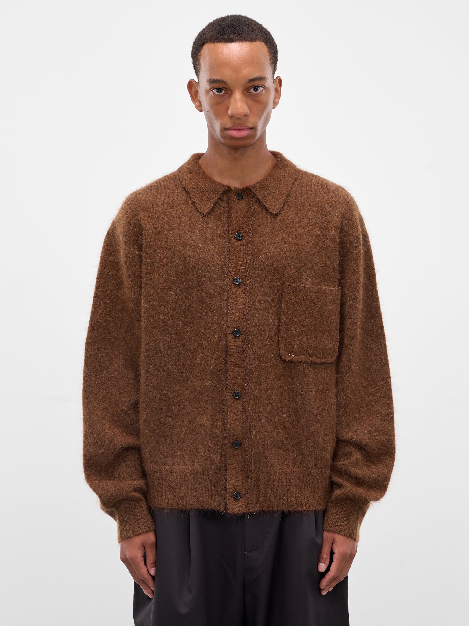 Brown Alpaca Hairy Knit Cardigan (CF-20-03-04-02-BROWN)