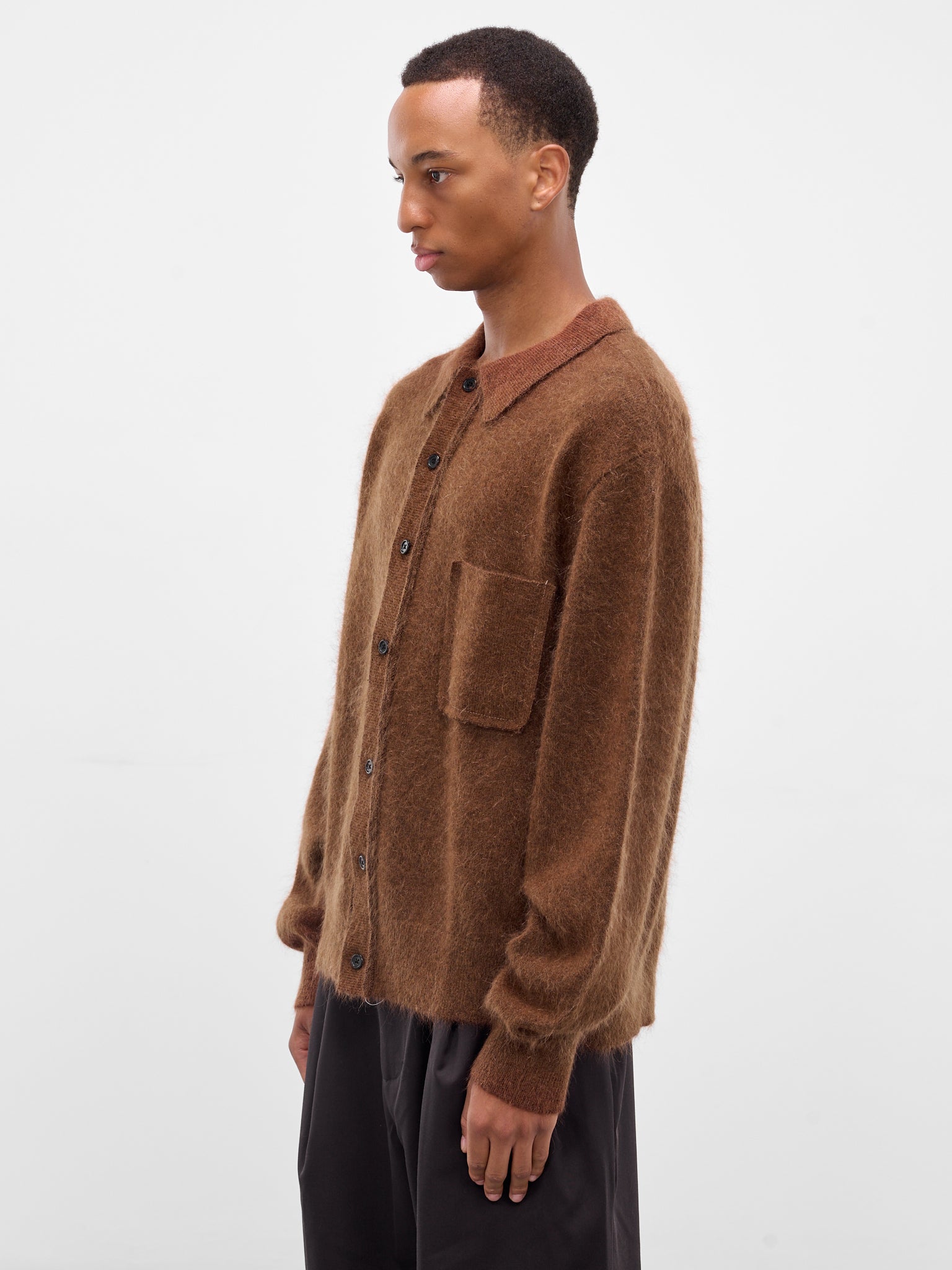 Brown Alpaca Hairy Knit Cardigan (CF-20-03-04-02-BROWN)