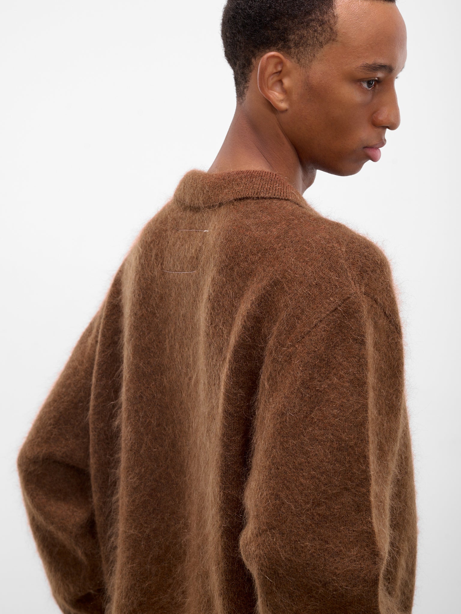 Brown Alpaca Hairy Knit Cardigan (CF-20-03-04-02-BROWN)