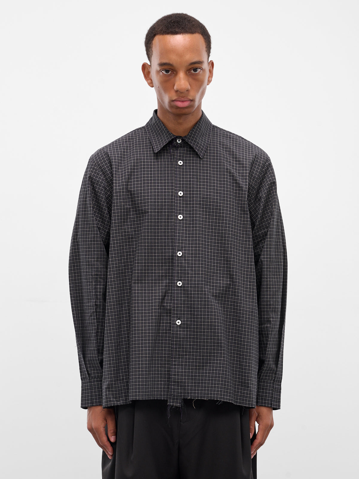 Black Check Raw Hem Shirt (CF-20-04-04-02-BLACK-CHECK)