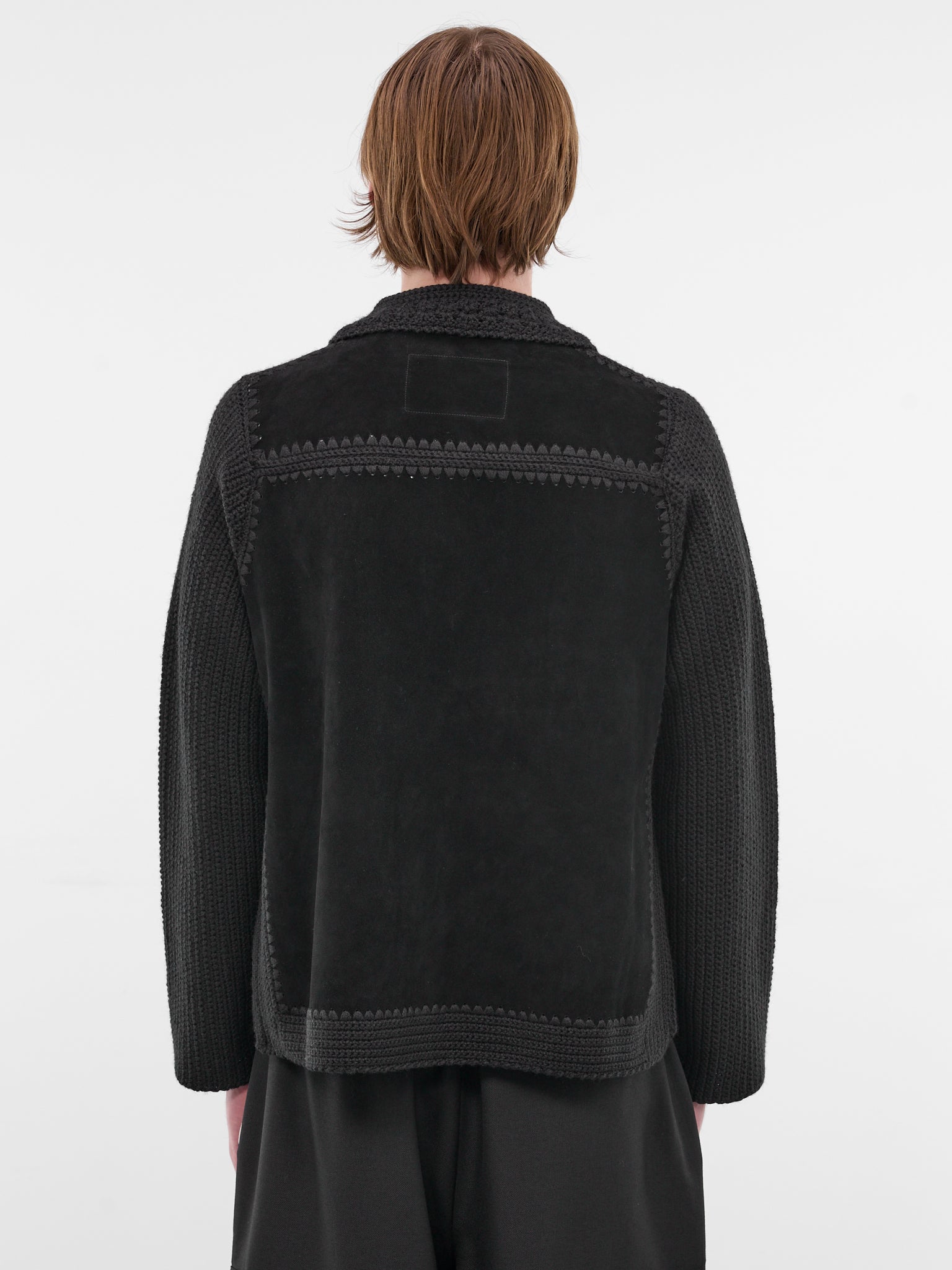 Black Suede Hand Crocheted Jacket (CF-20-09-07-01-BLACK)