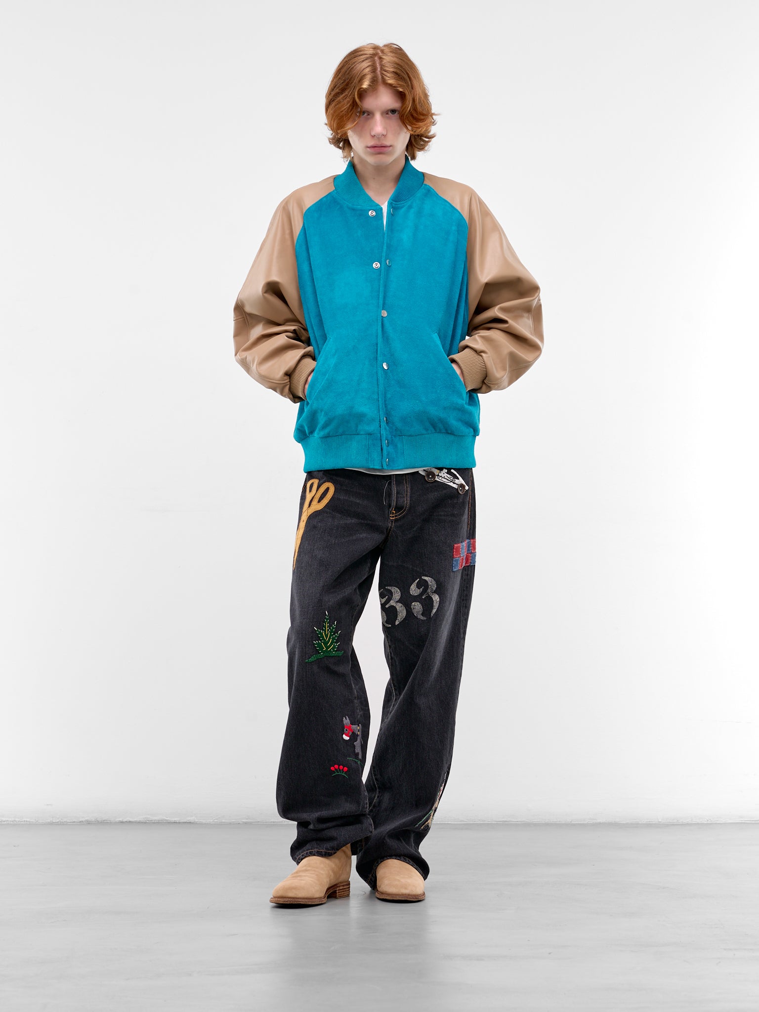 A LEATHER Two-Tone Leather Award Jacket | H.Lorenzo - styled