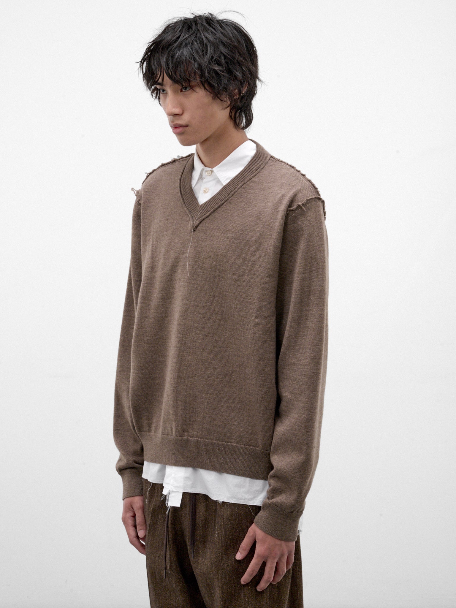 Brown Wool Knit Frankenstein Sweater (CF-22-03-03-01-LIGHT-BROWN)