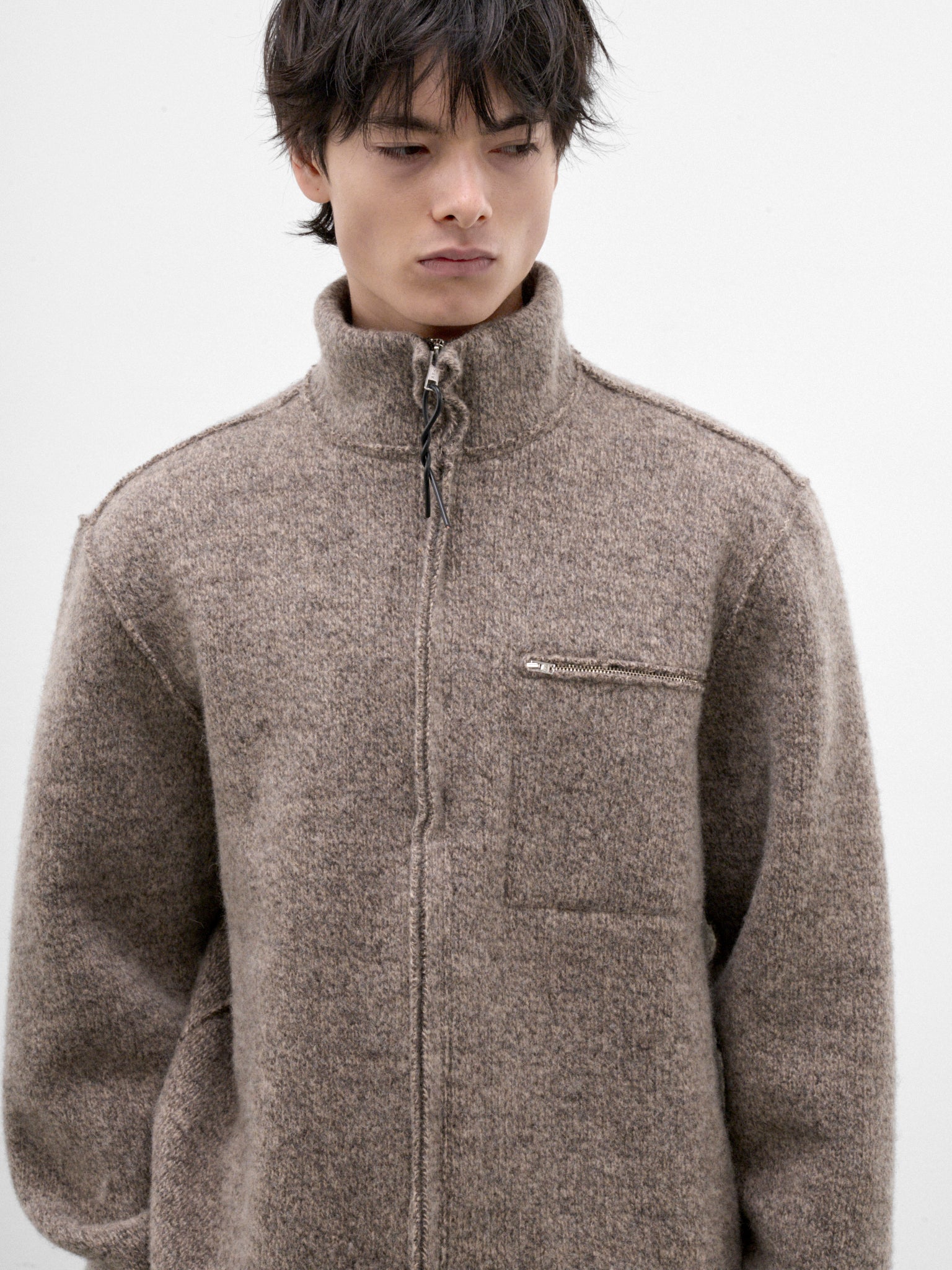 Melange Brown Wool Zip Jacket (CF-22-03-06-03-MELANGE-BROWN)
