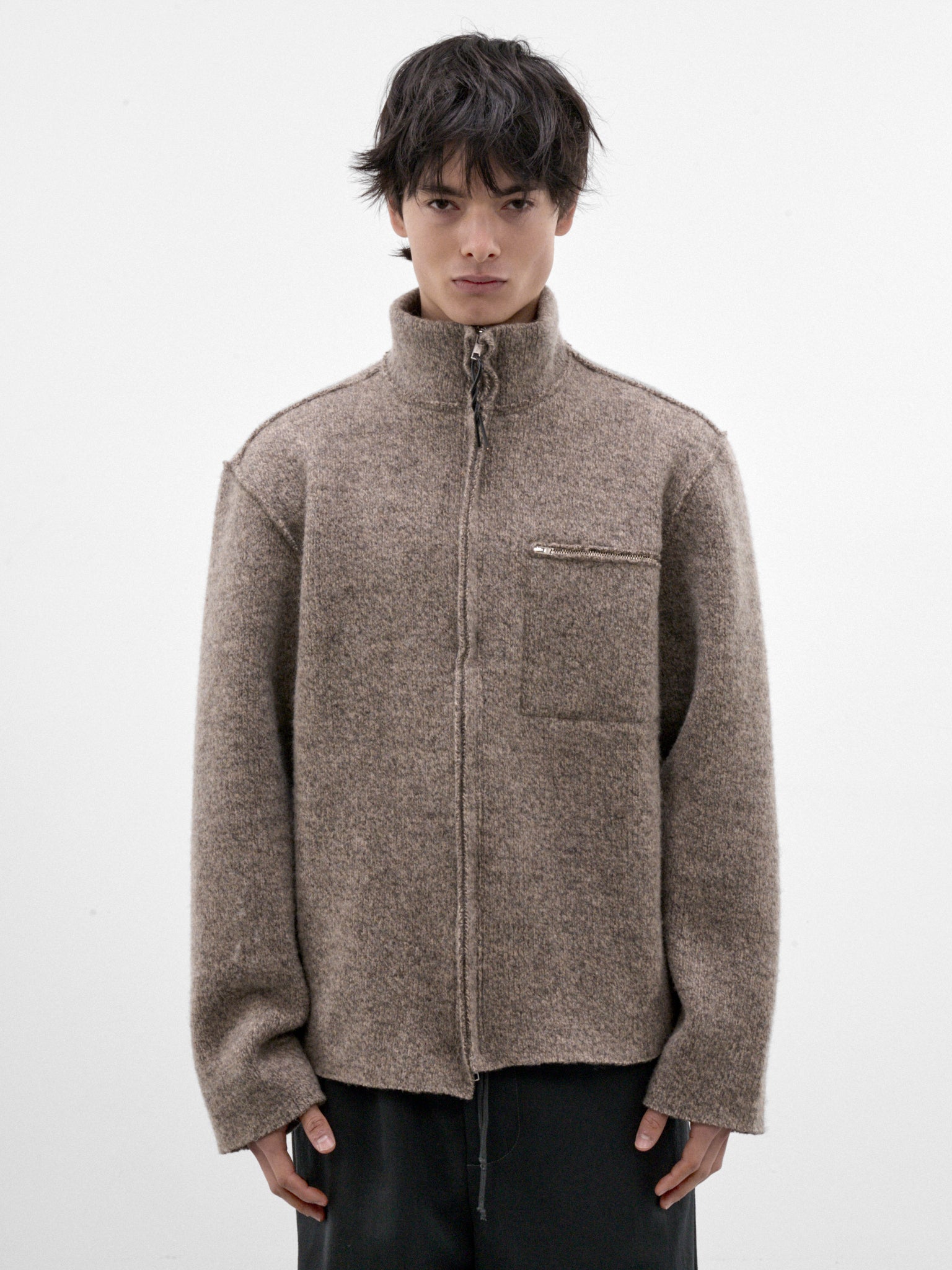 Melange Brown Wool Zip Jacket (CF-22-03-06-03-MELANGE-BROWN)