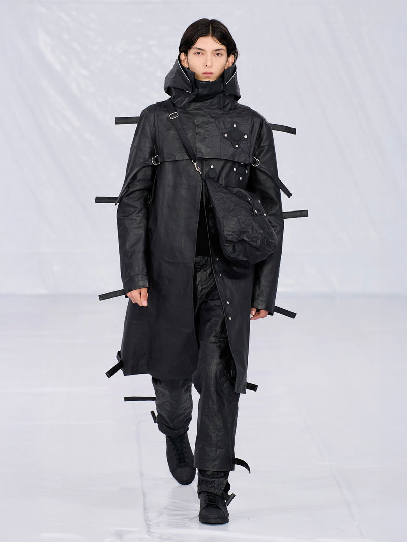 Black Coated Canvas Tab Coat (CG-CWOLCO06-BLACK)