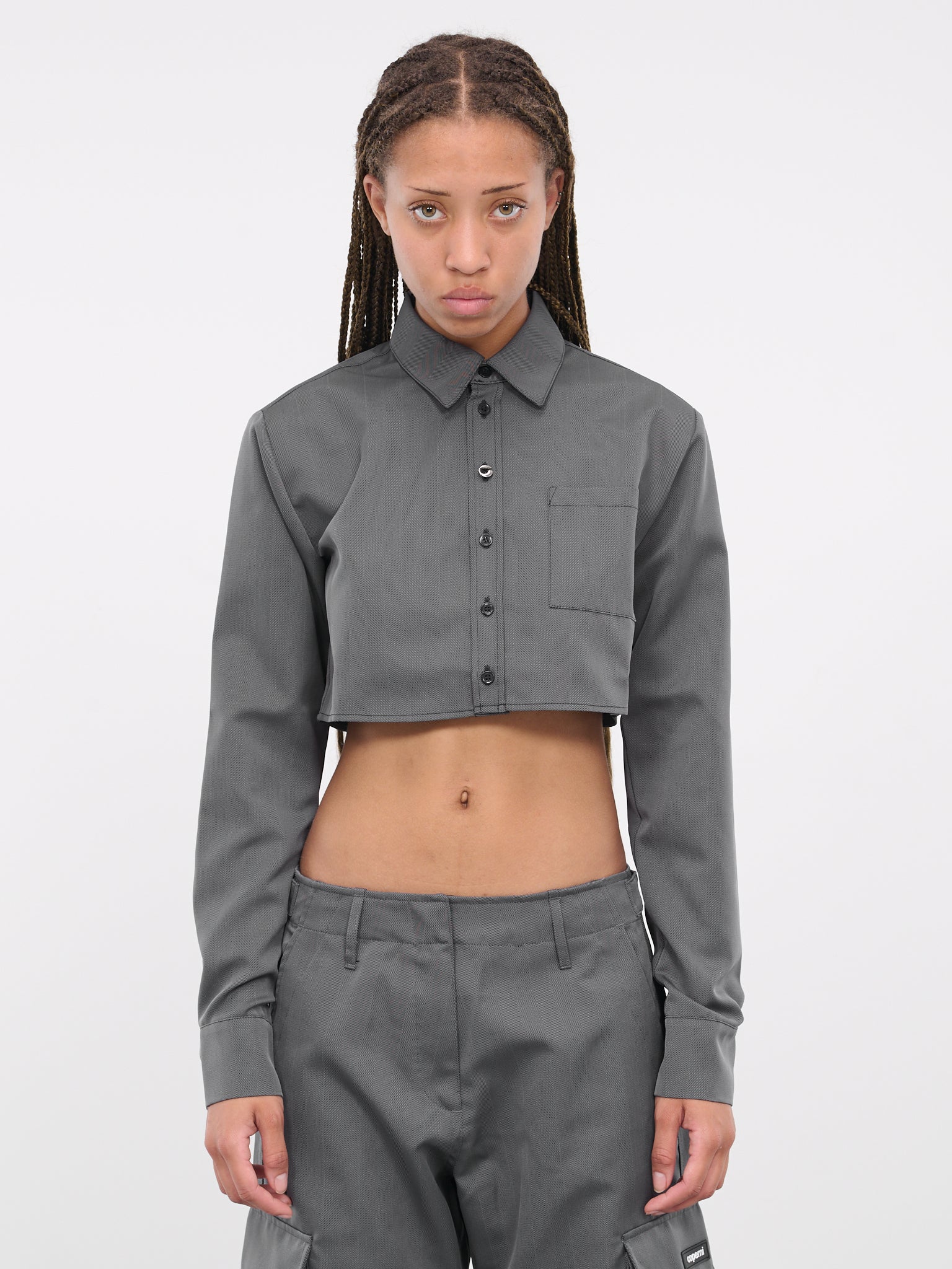 Cropped Shirt (CH27823-BLACK-GREY)