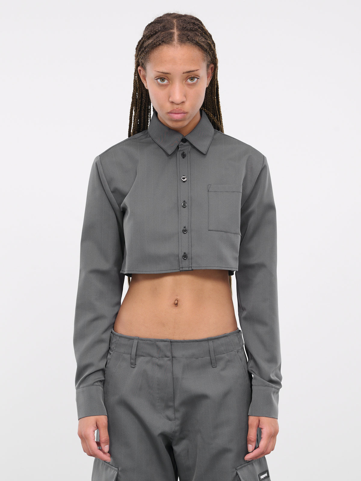 Cropped Shirt (CH27823-BLACK-GREY)