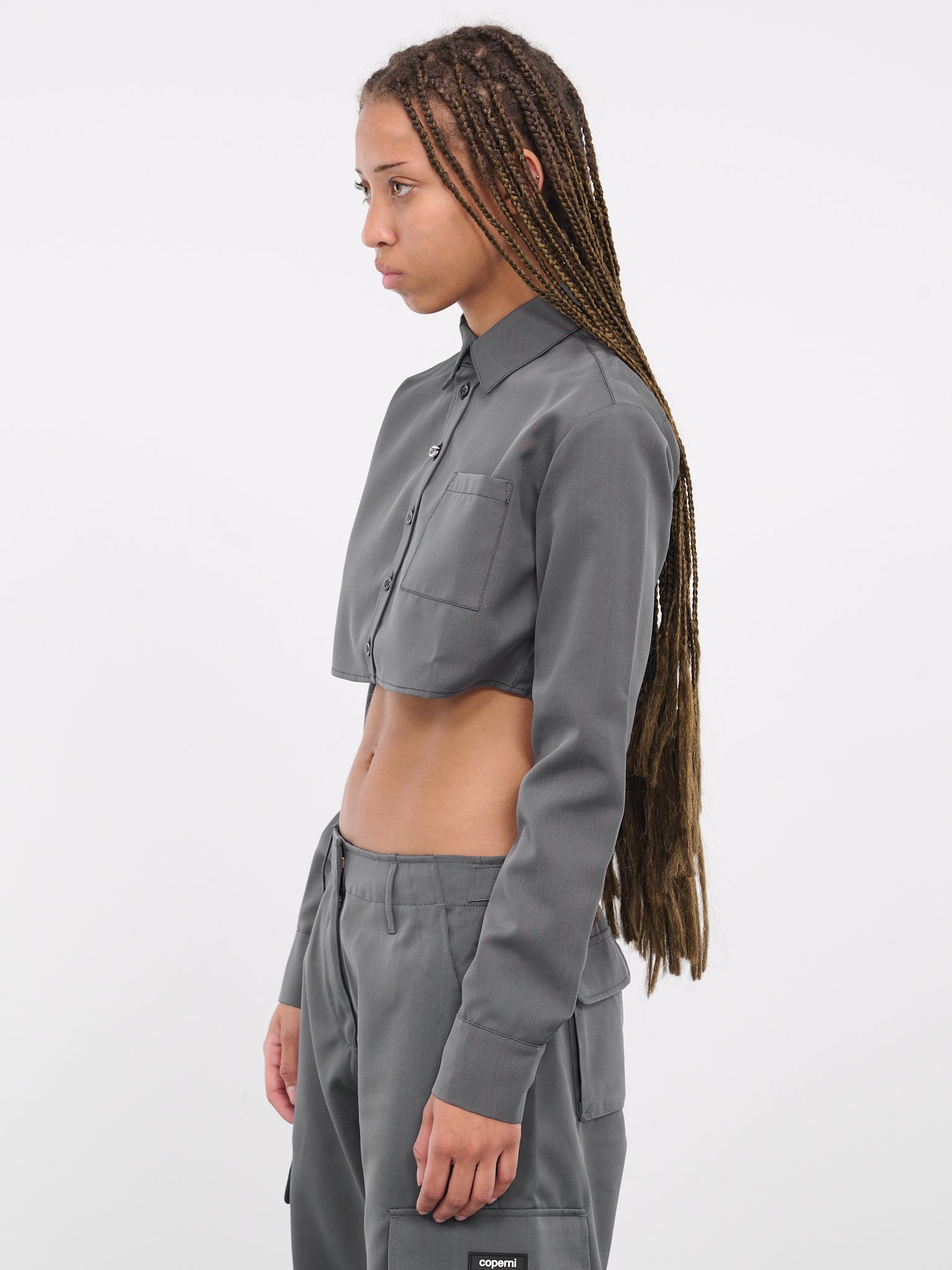 Cropped Shirt (CH27823-BLACK-GREY)