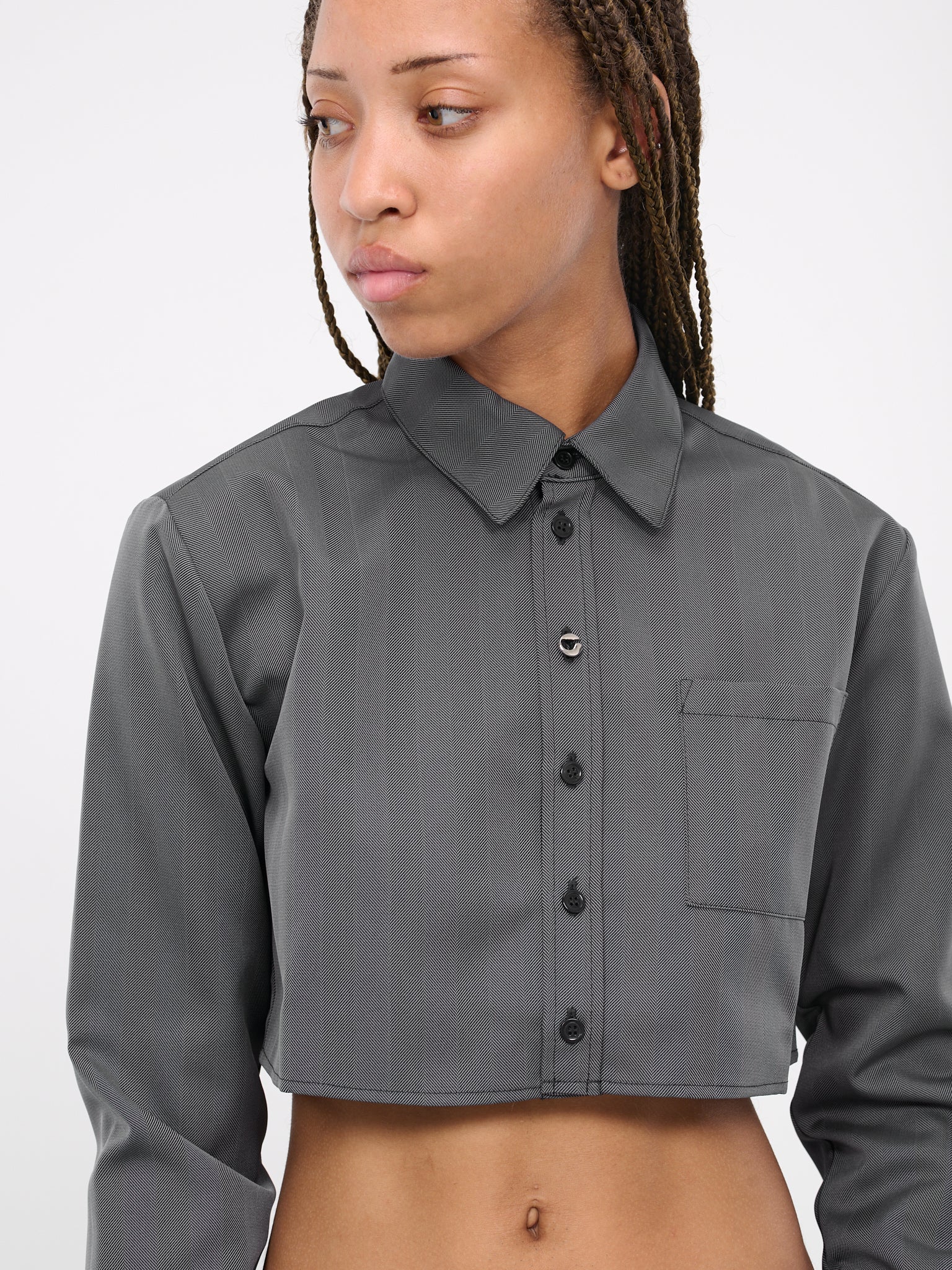 Cropped Shirt (CH27823-BLACK-GREY)