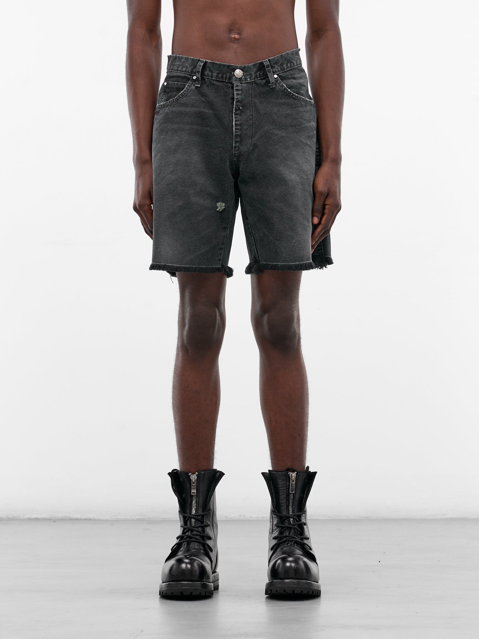 Gray Chopper Distressed Denim Shorts (CHOPPER-SHORTS-GRAY)