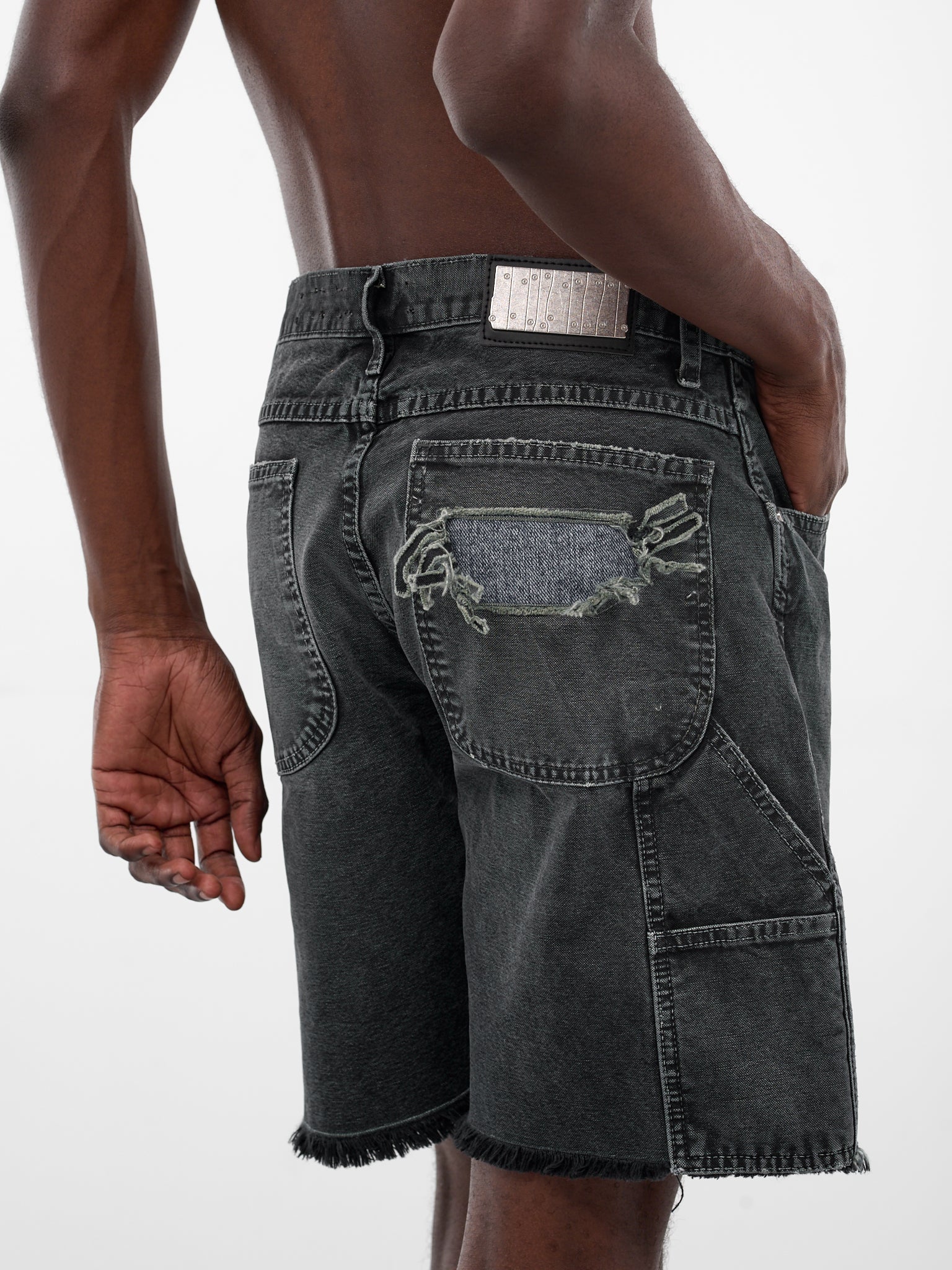Gray Chopper Distressed Denim Shorts (CHOPPER-SHORTS-GRAY)