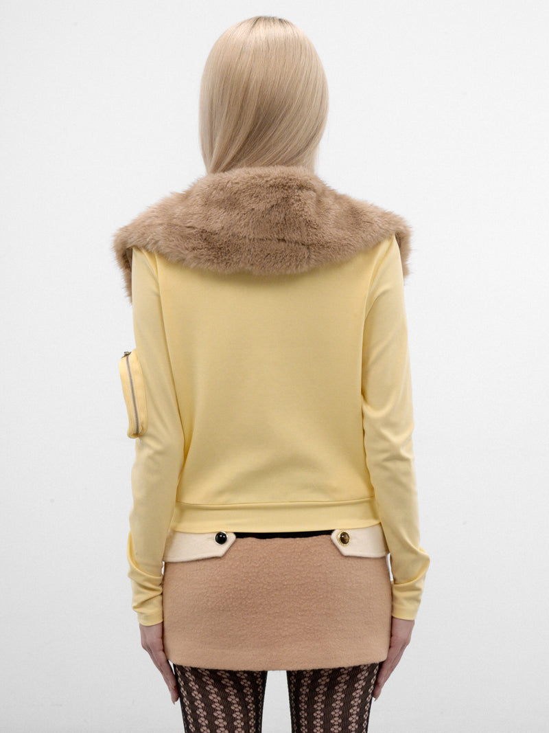 Butter Faux Fur Zip Jacket (CKDA32513-BUTTER-YELLOW)