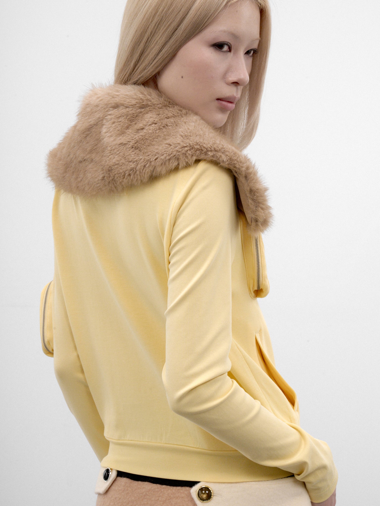 Butter Faux Fur Zip Jacket (CKDA32513-BUTTER-YELLOW)
