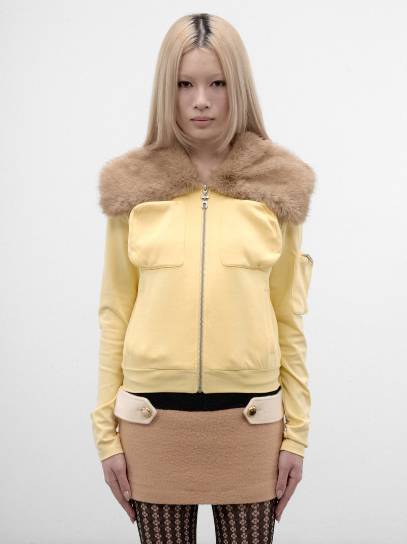 Butter Faux Fur Zip Jacket (CKDA32513-BUTTER-YELLOW)