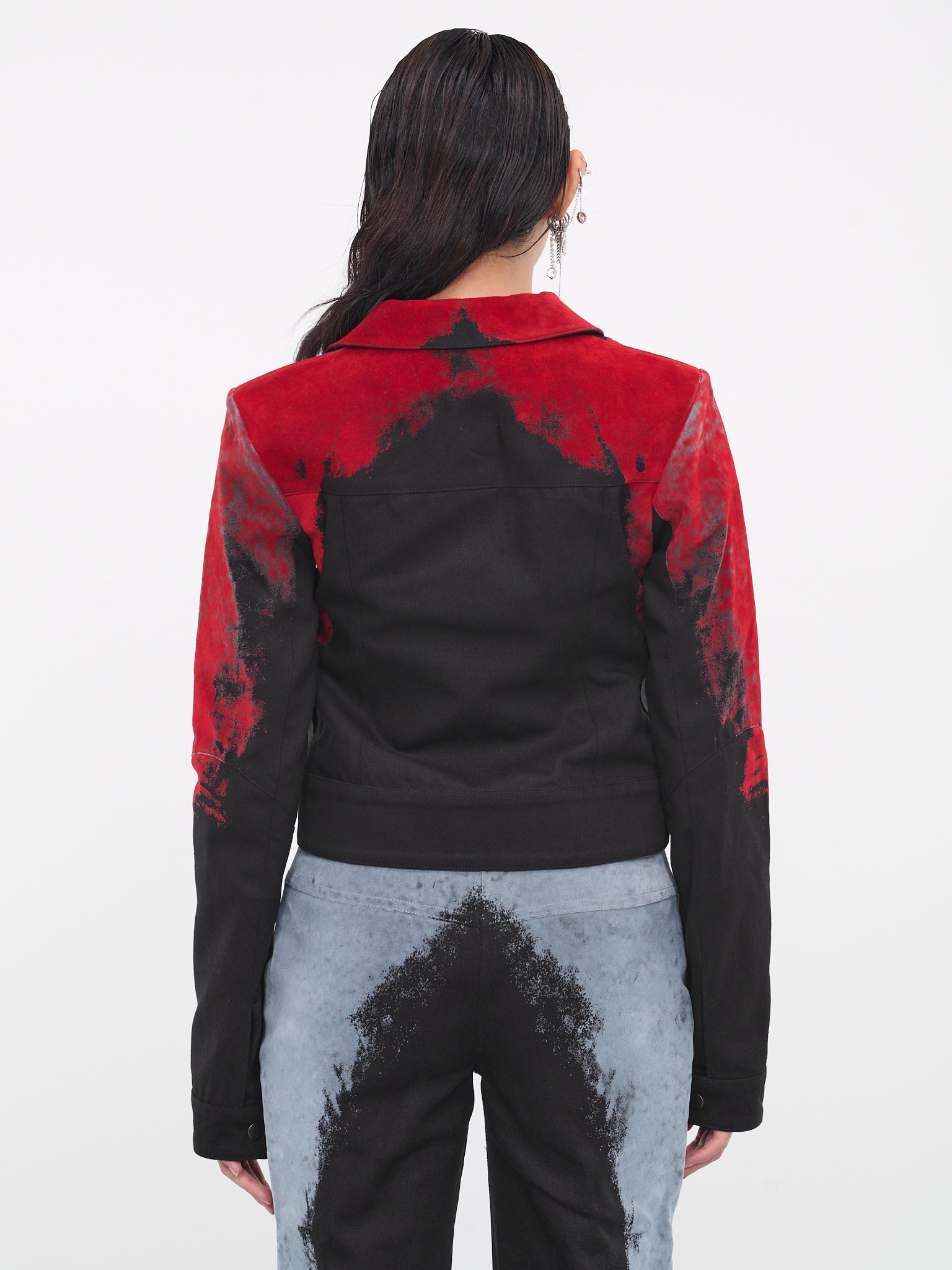 Felted Trucker Jacket (CL19-BLACK-RED)